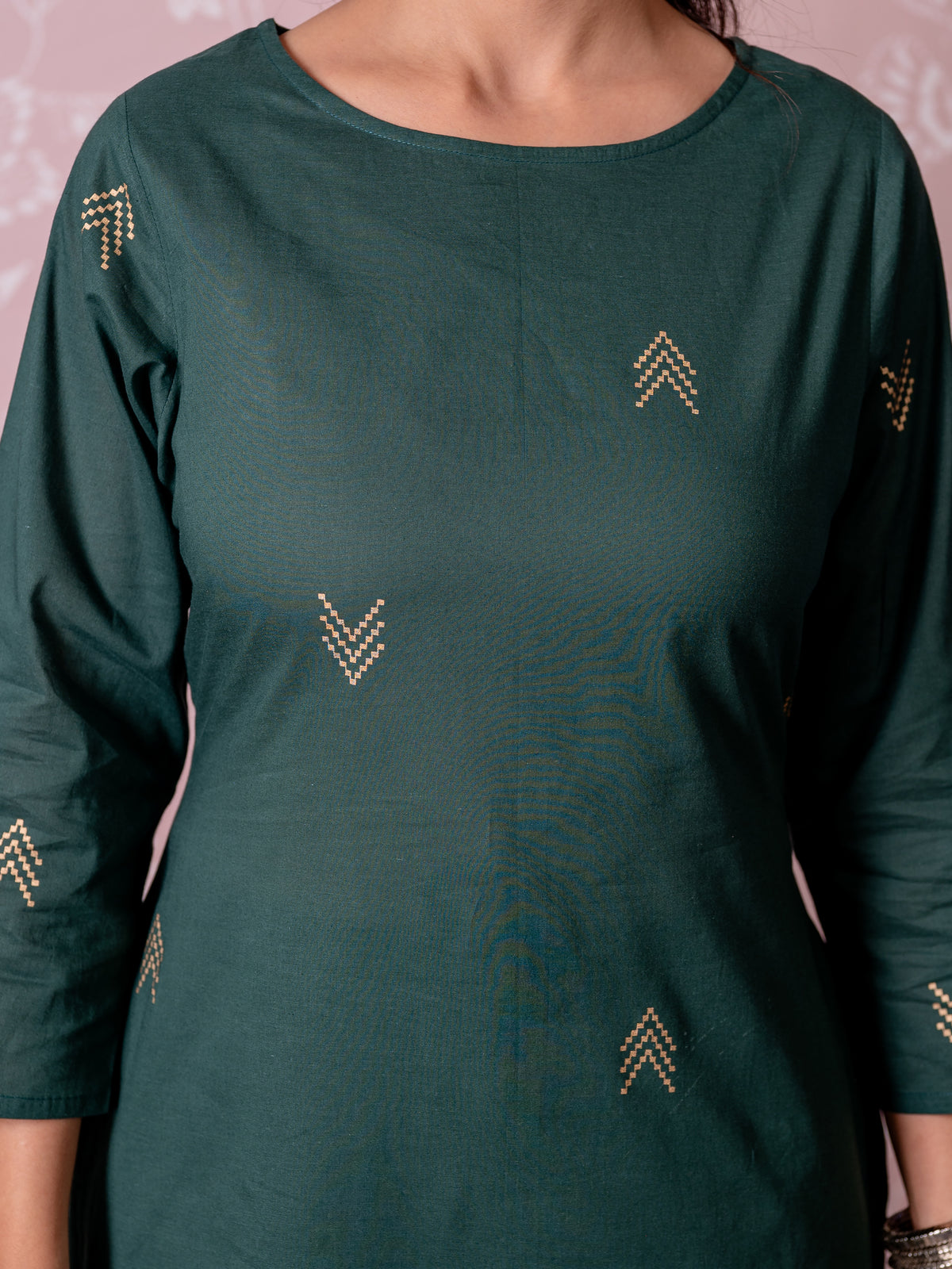 Soft Cotton Butta Straight Green Kurta