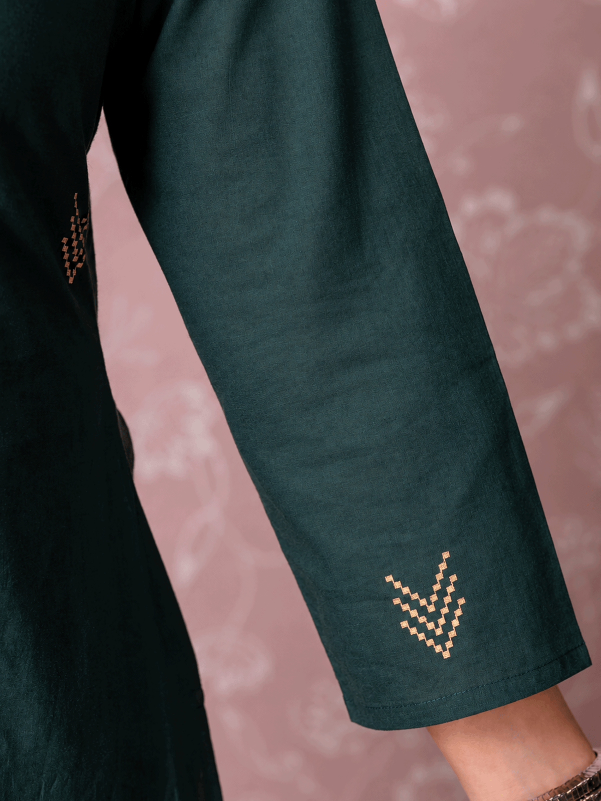 Soft Cotton Butta Straight Green Kurta