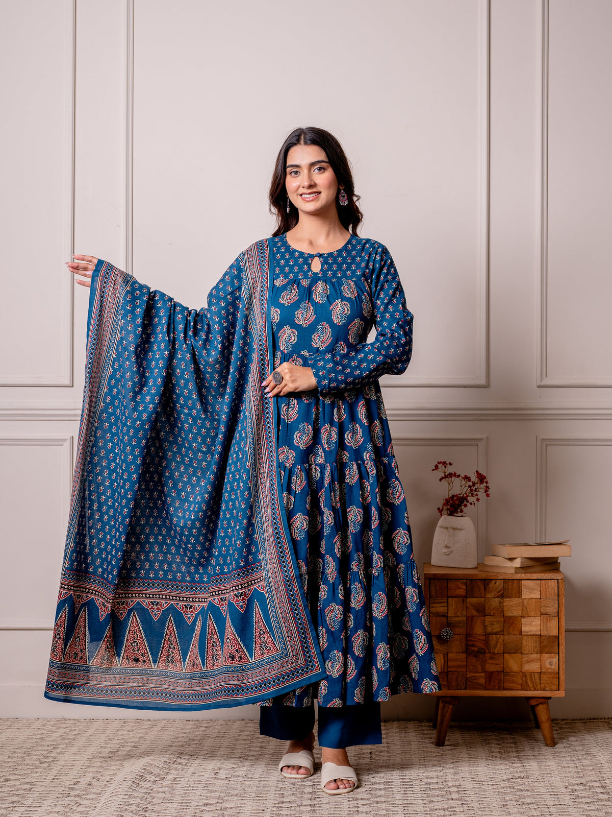 Cotton Voile Butta Indigo blue Dupatta
