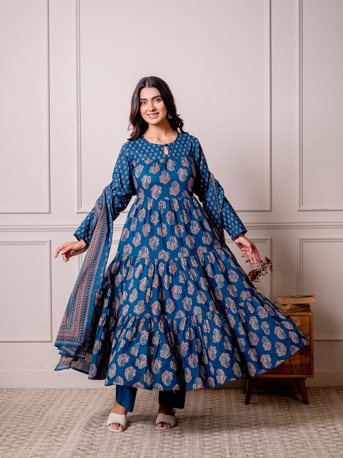 Cotton Voile Butta Indigo blue Dupatta