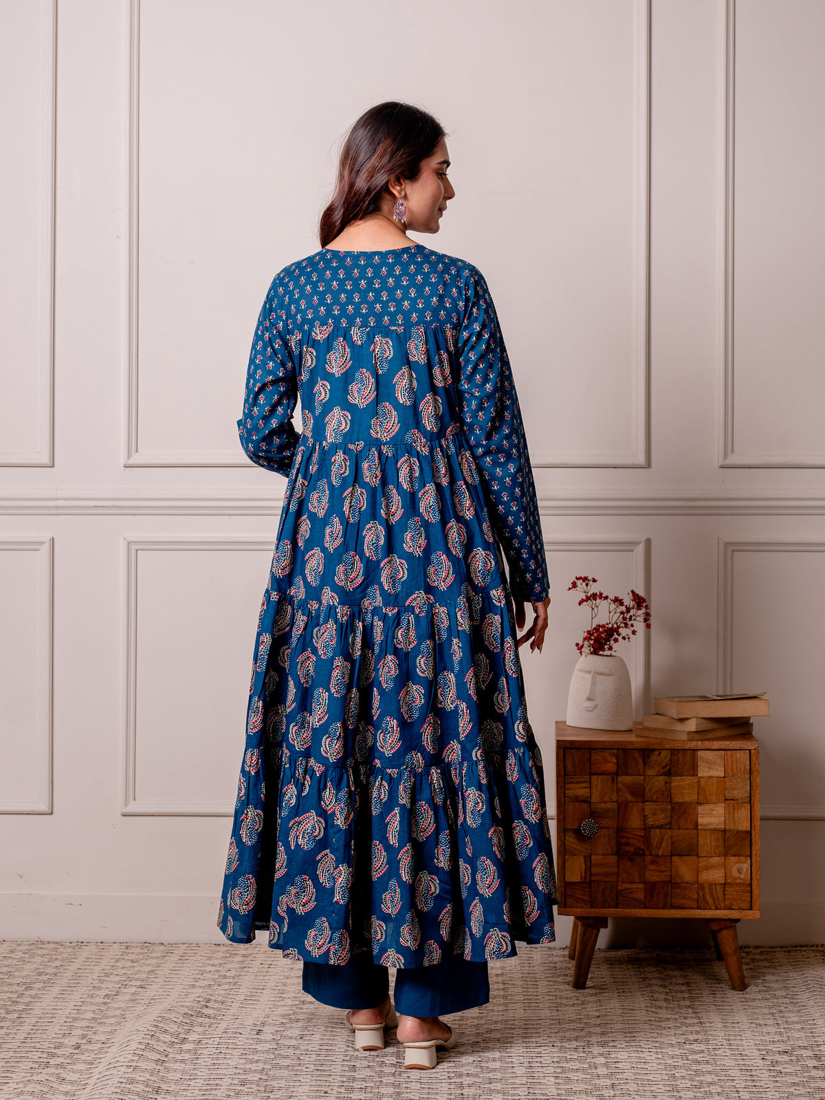 Soft cotton Butta anarkali Indigo blue Kurta