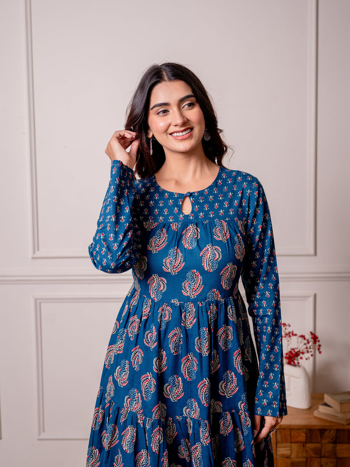 Soft cotton Butta anarkali Indigo blue Kurta