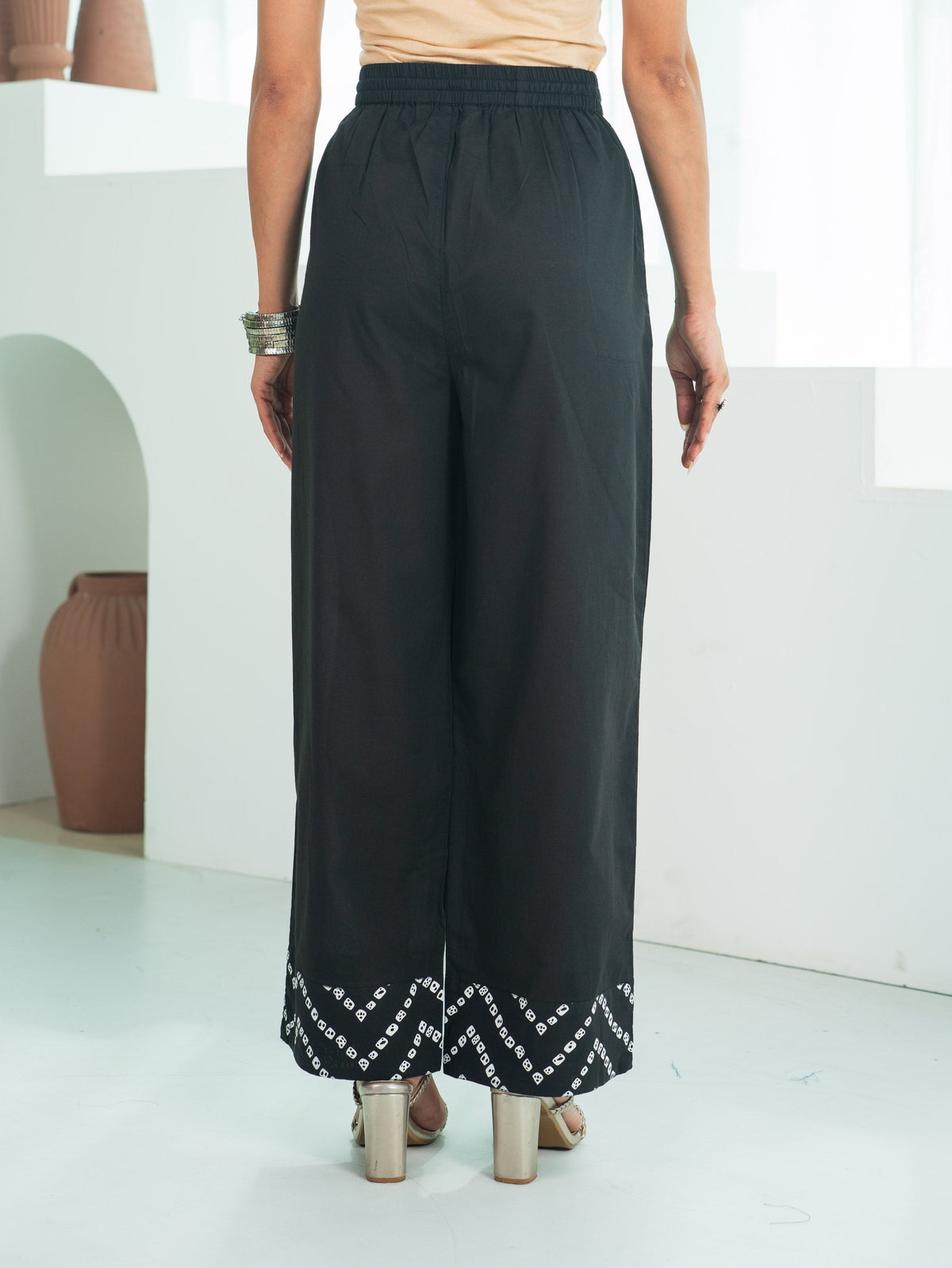 Soft Cotton Bandhani Straight Black Kurta