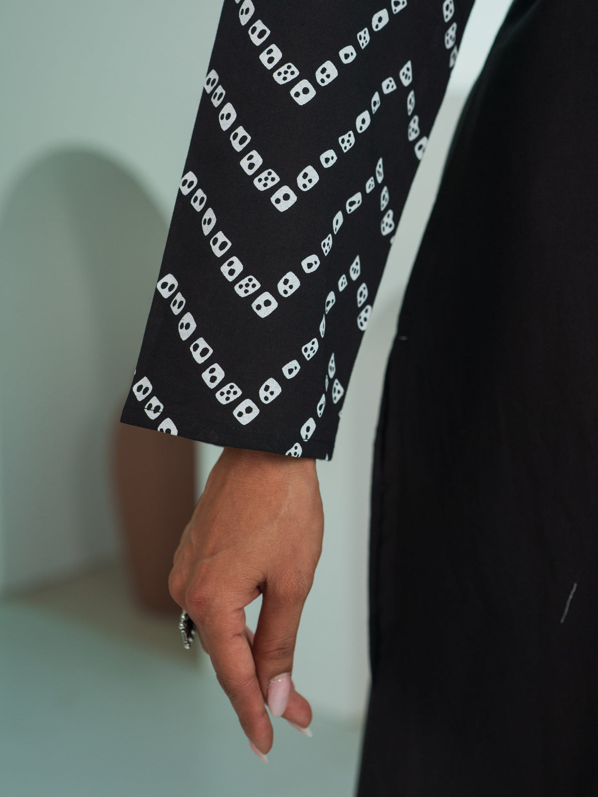 Soft Cotton Bandhani Straight Black Kurta