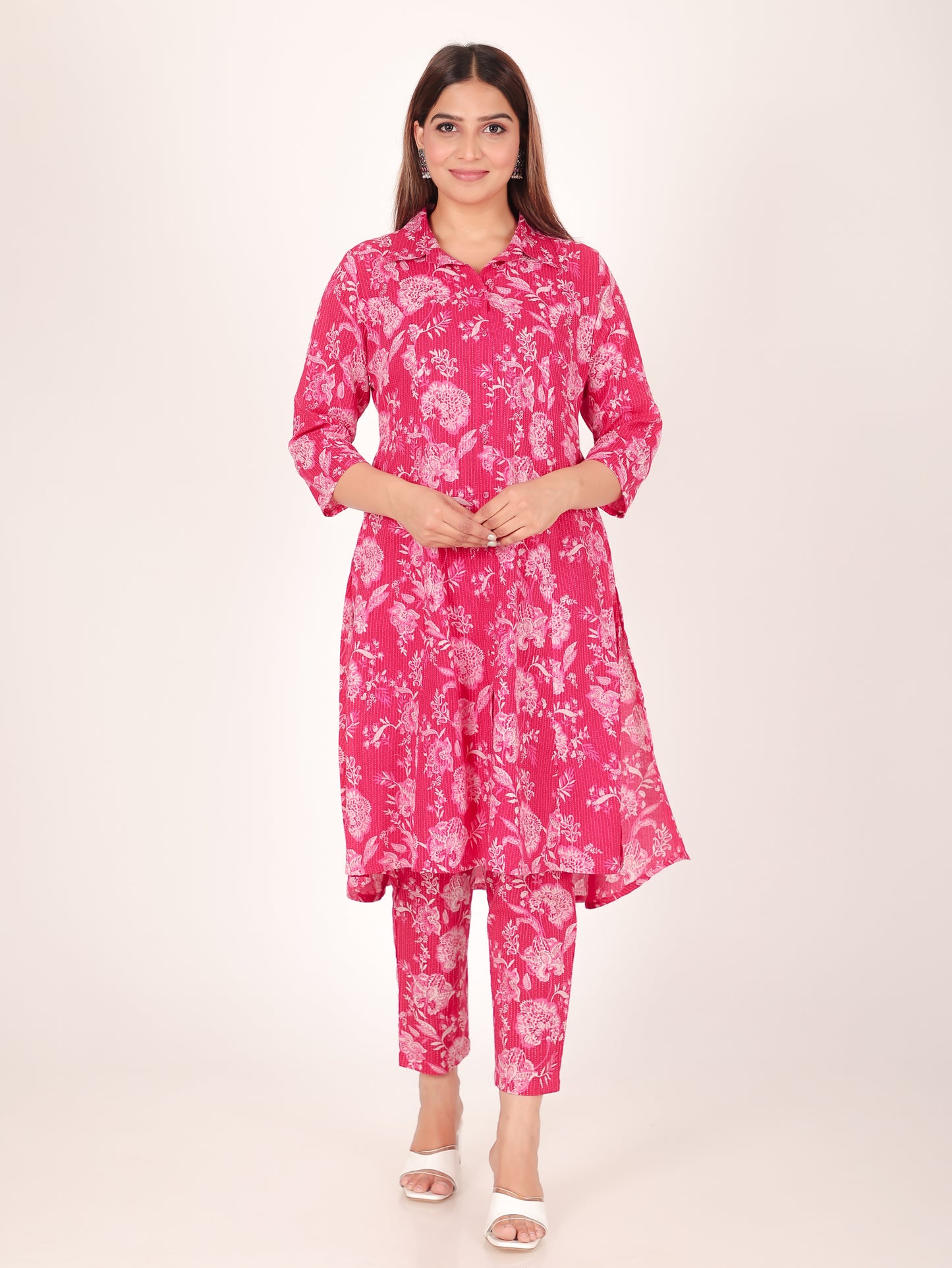 Kantha Cotton Floral Kurta