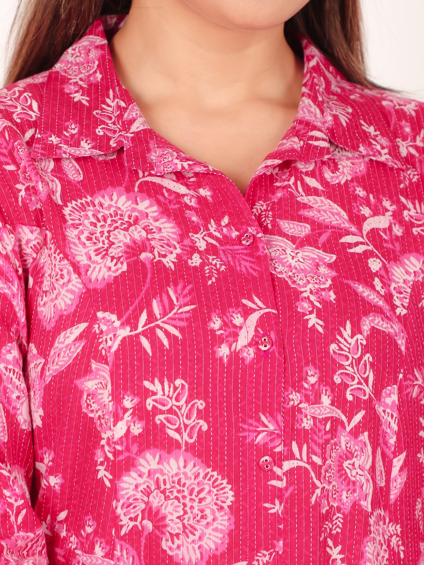 Kantha Cotton Floral Kurta