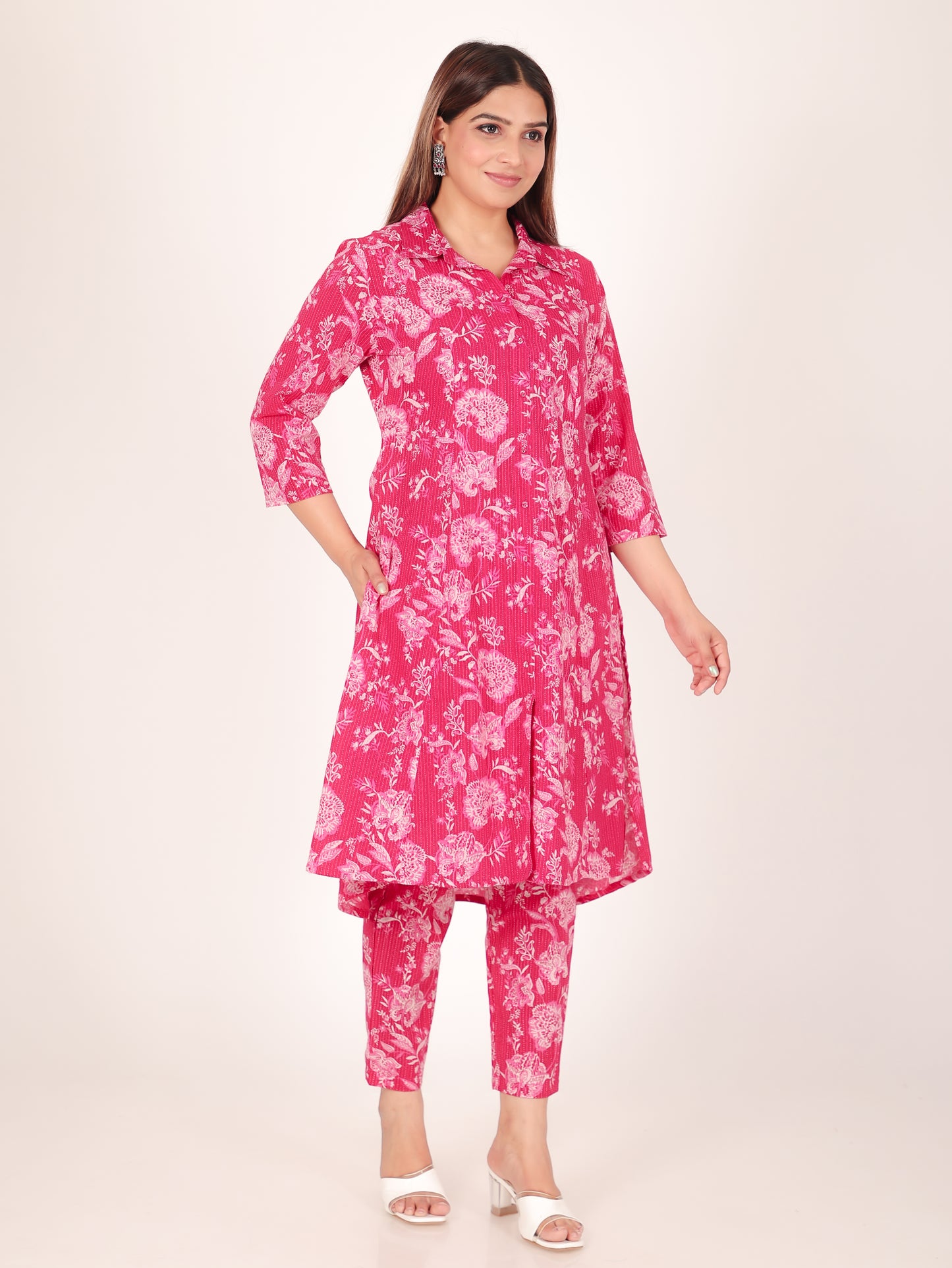 Kantha Cotton Floral Kurta