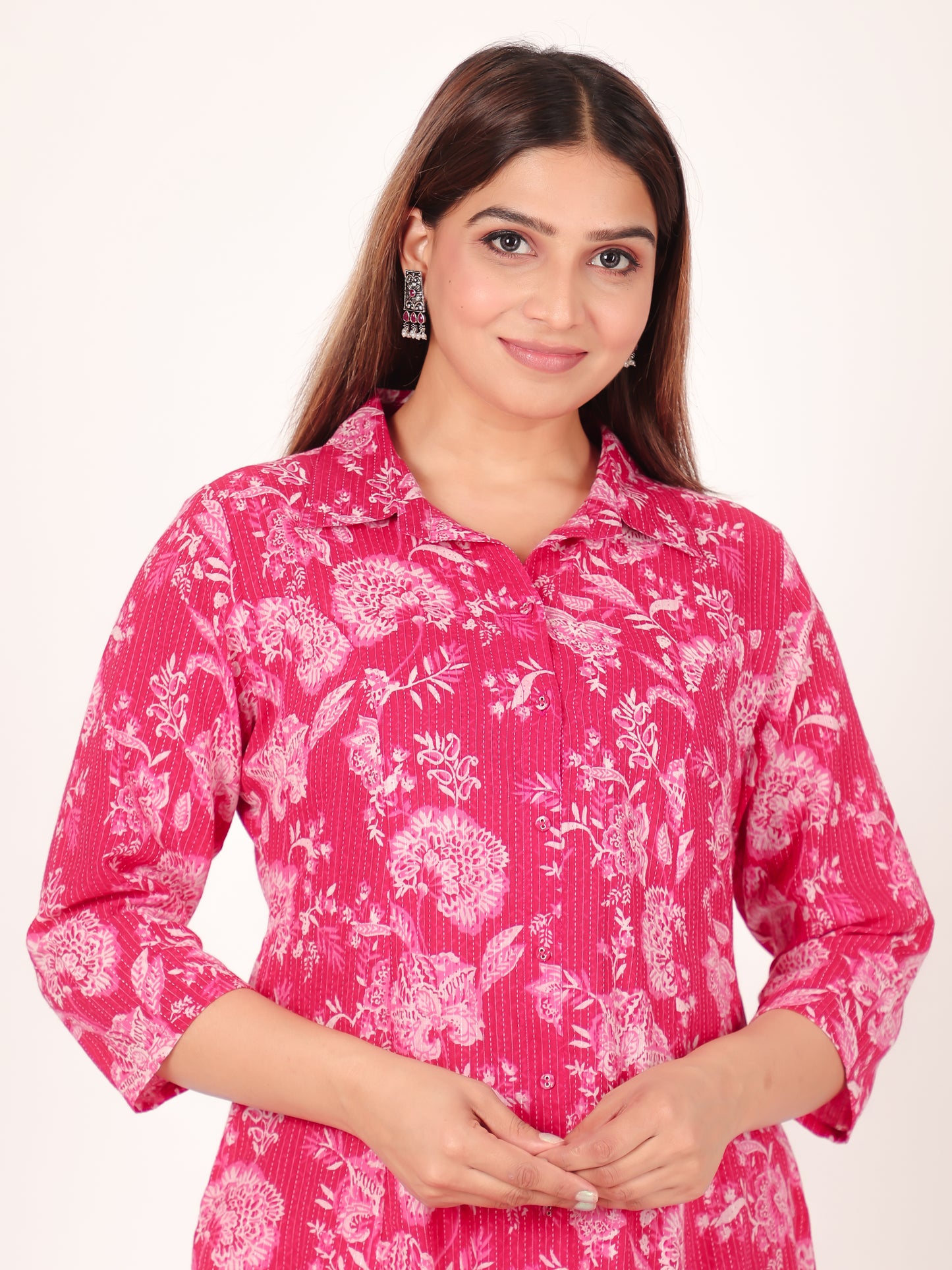 Kantha Cotton Floral Kurta