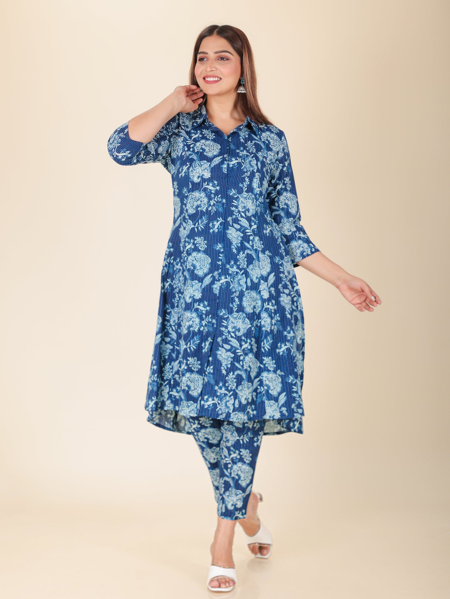 Kantha Cotton Floral Kurta