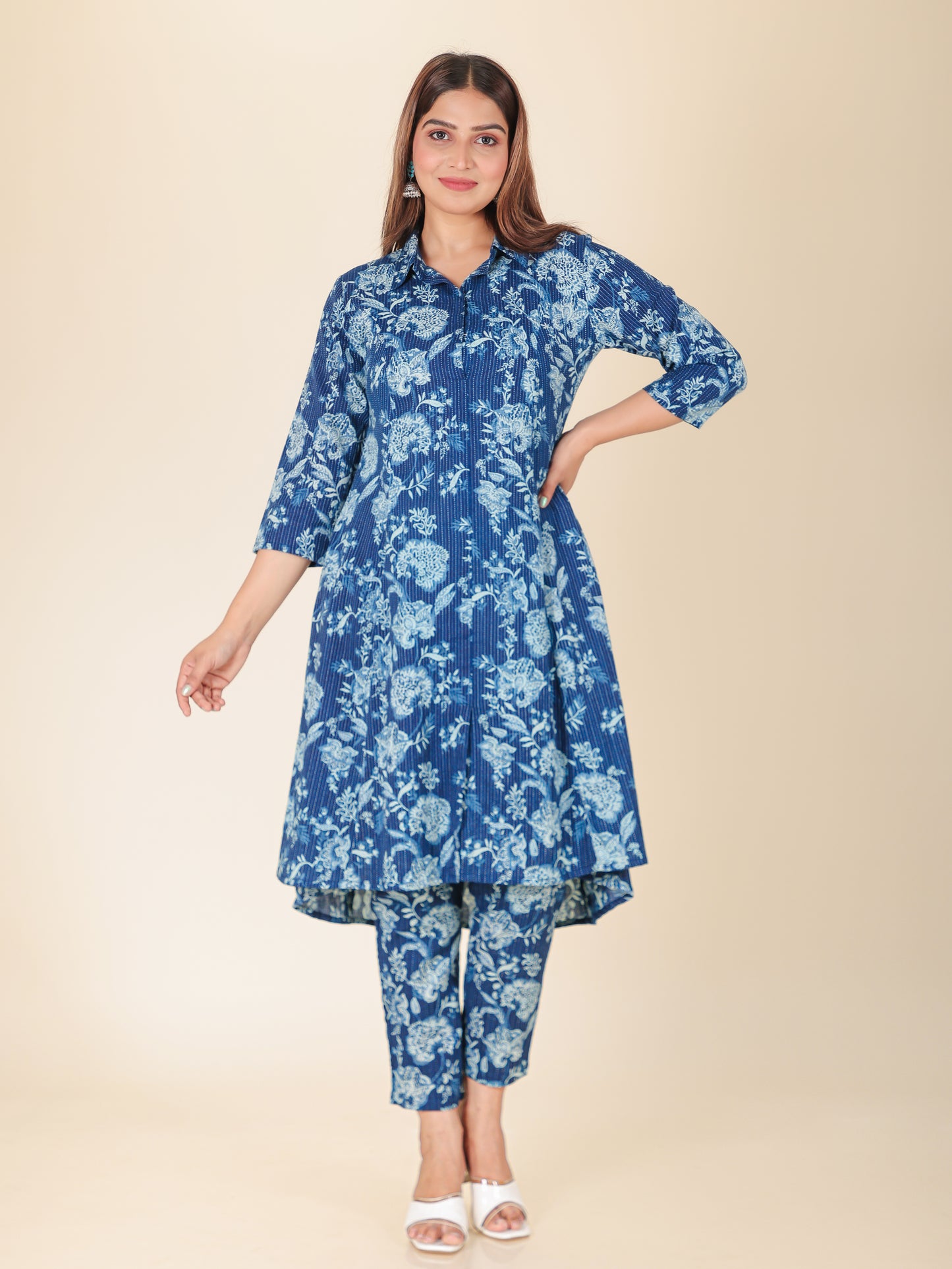 Kantha Cotton Floral Kurta