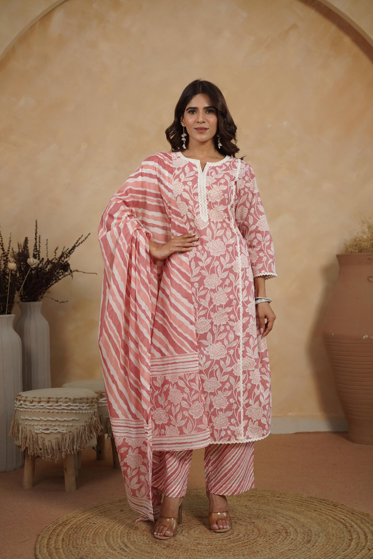Cotton Voile Striped Mauve Dupatta