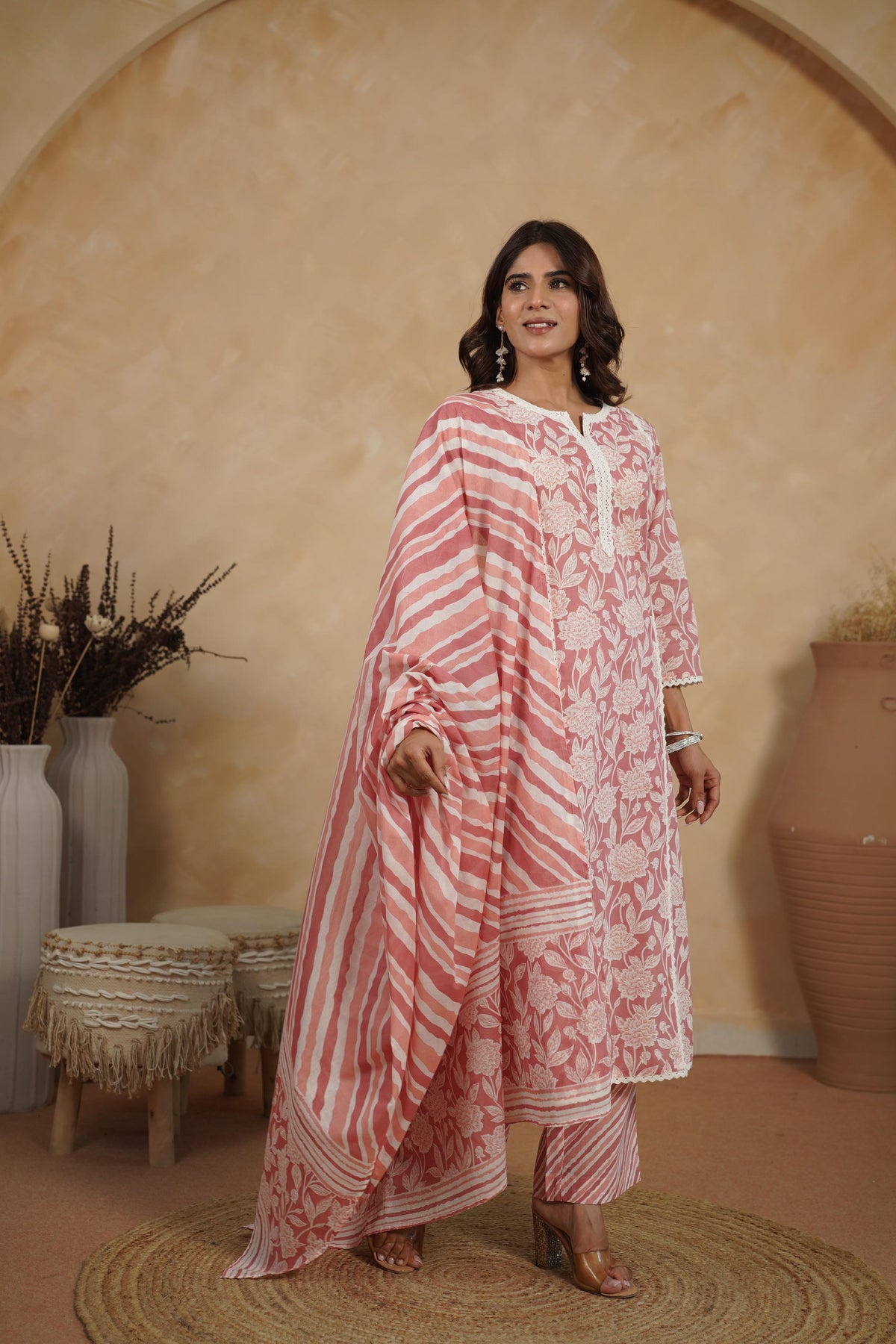 Cotton Voile Striped Mauve Dupatta