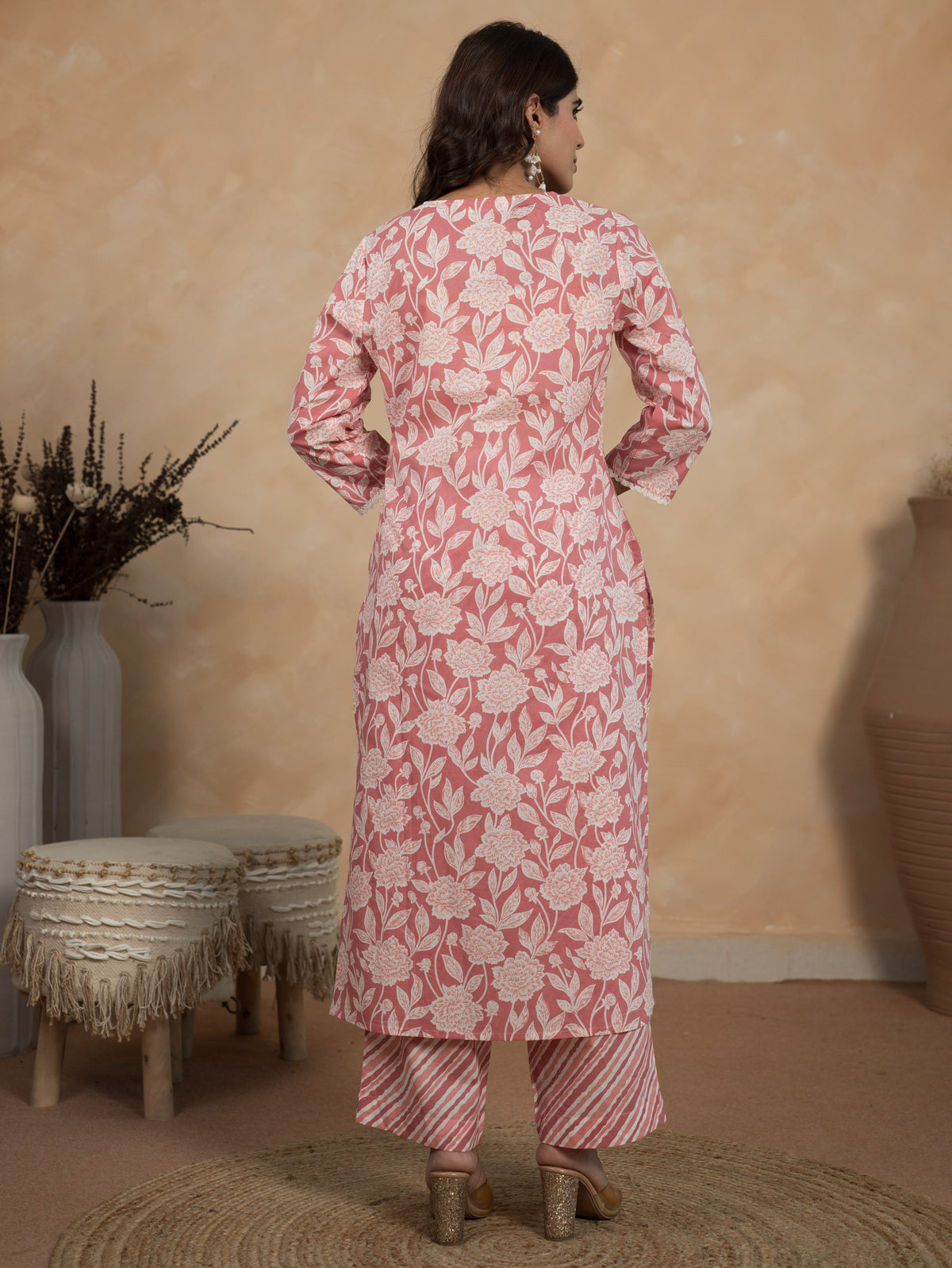 Soft Cotton Floral Straight Mauve Kurta