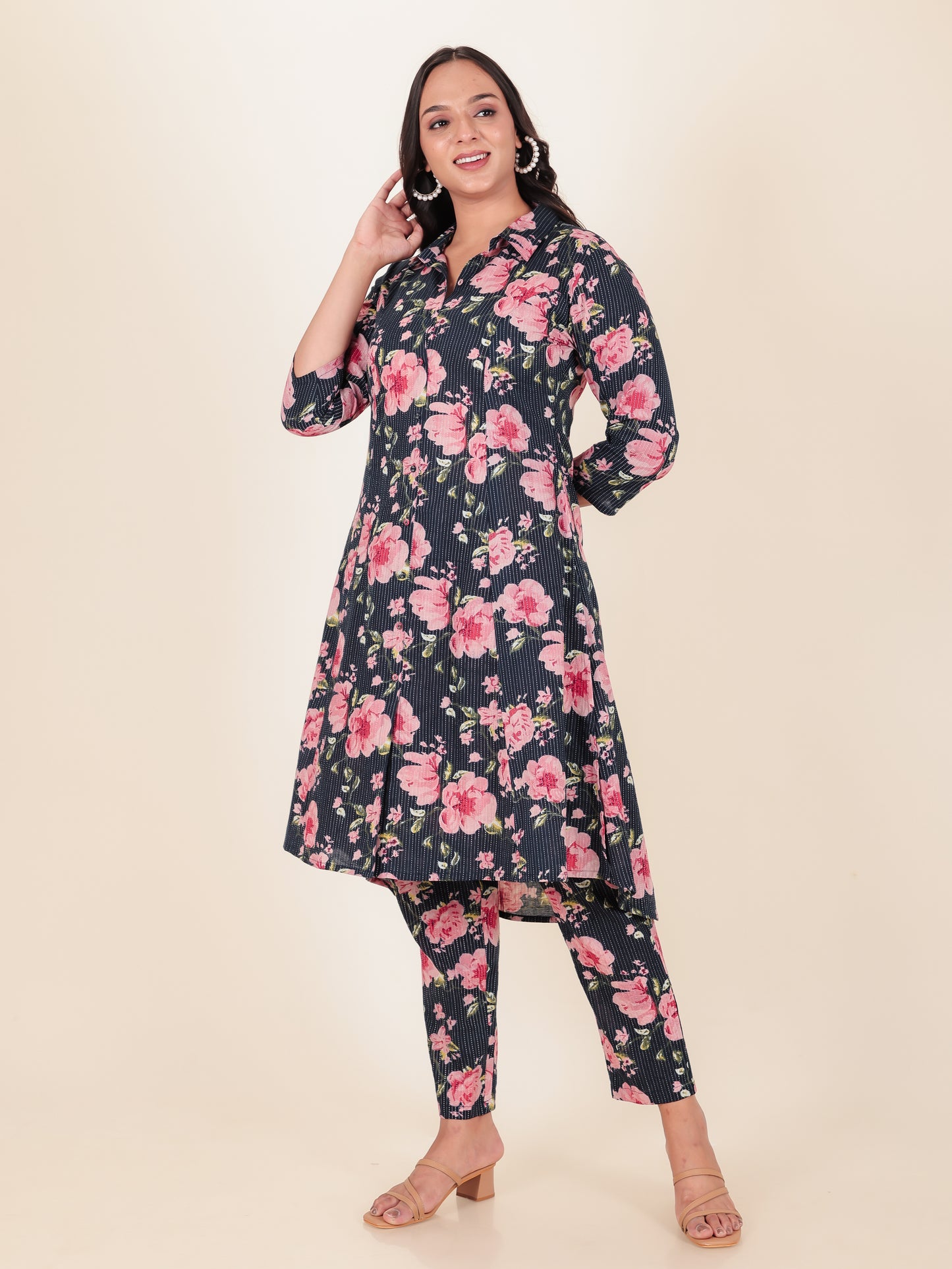 Kantha Cotton Floral Kurta