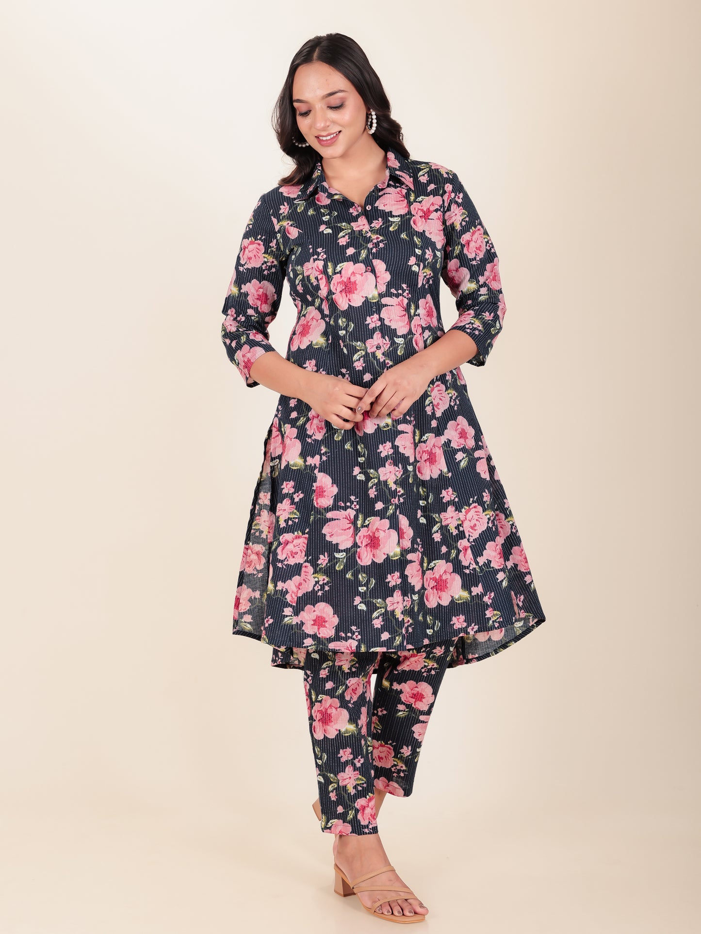 Kantha Cotton Floral Kurta