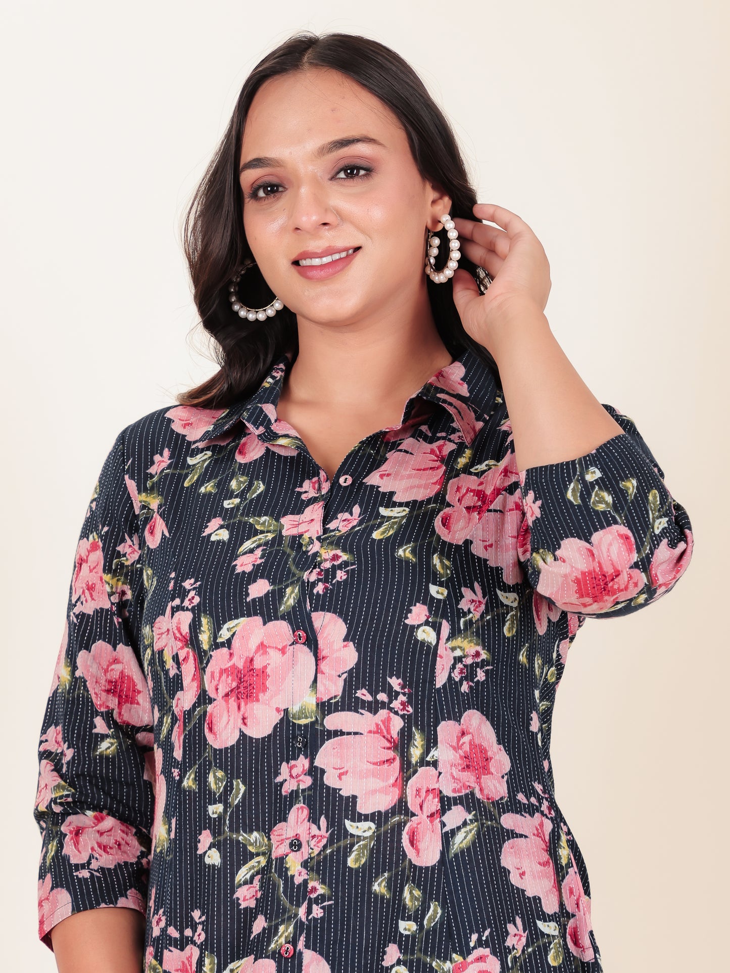 Kantha Cotton Floral Kurta