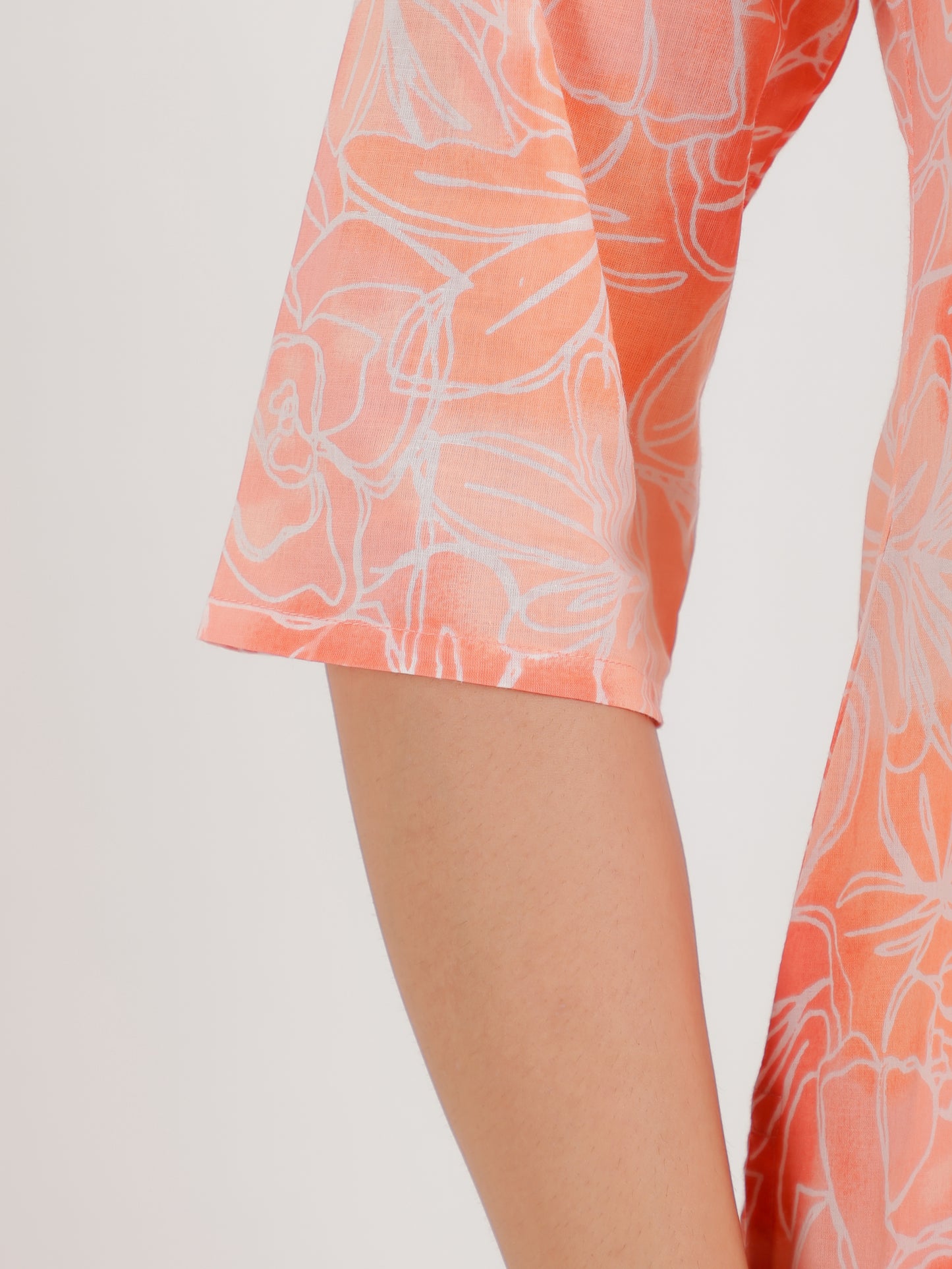 Soft Cotton Floral Straight Pink Kurta