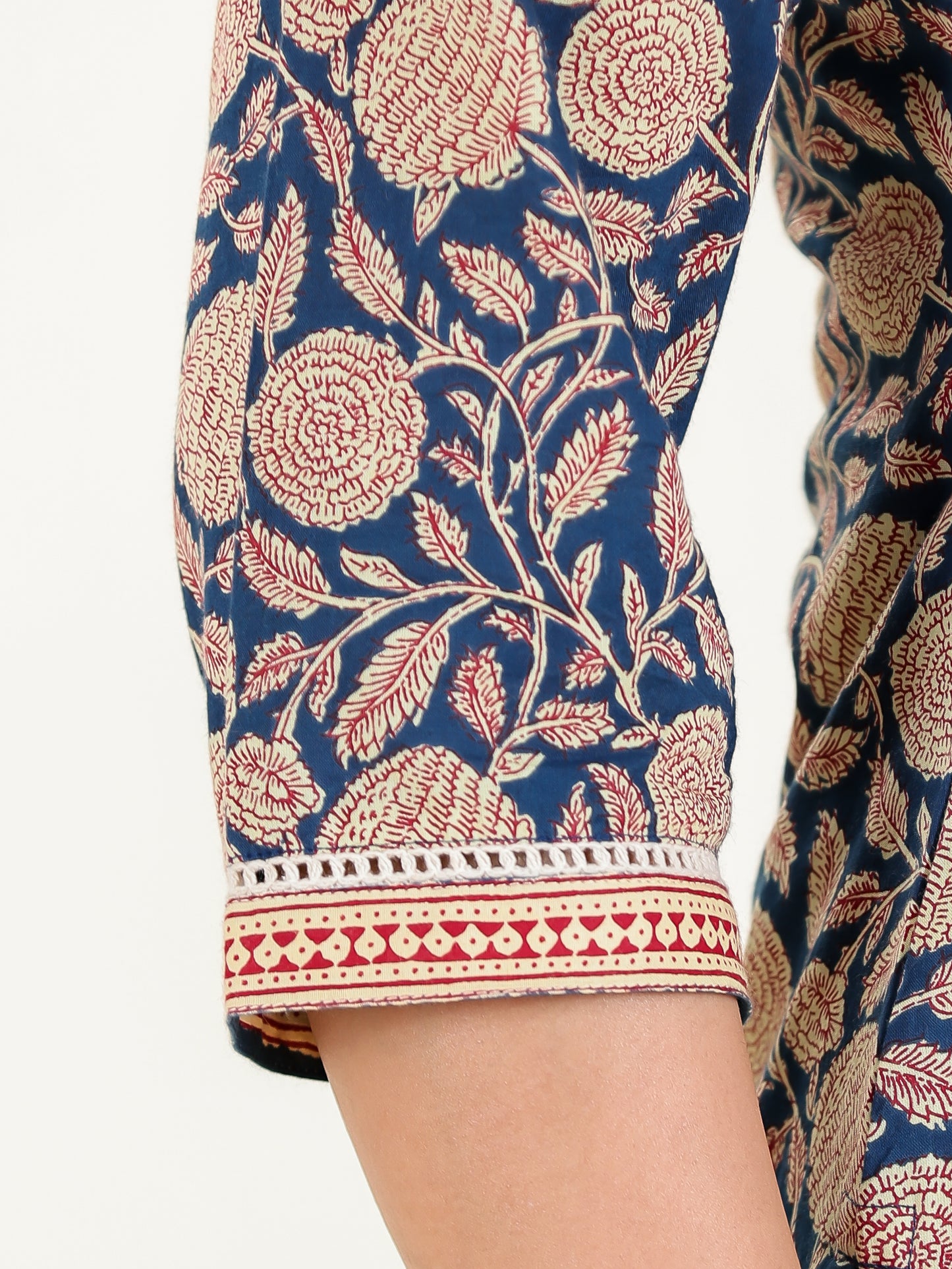 Soft Cotton Floral Straight Blue Kurta