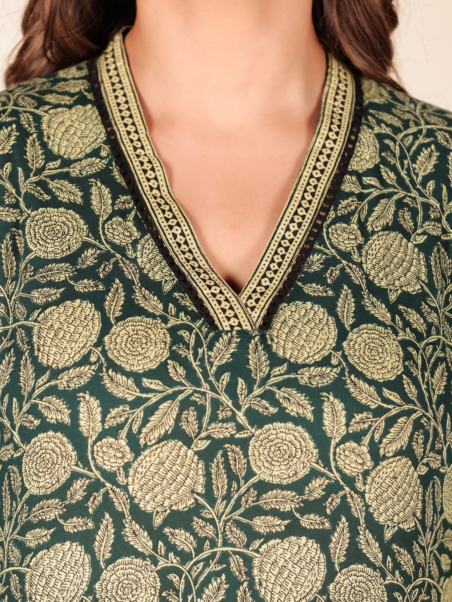 Soft Cotton Floral Straight Blue Kurta
