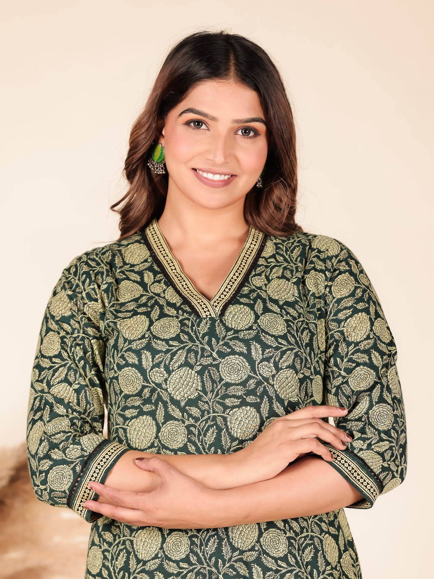 Soft Cotton Floral Straight Blue Kurta