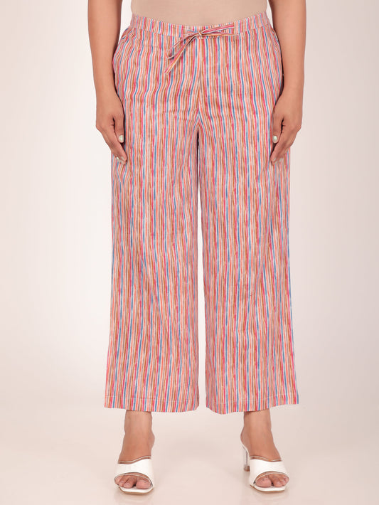 Soft Cotton Striped Red Palazzo