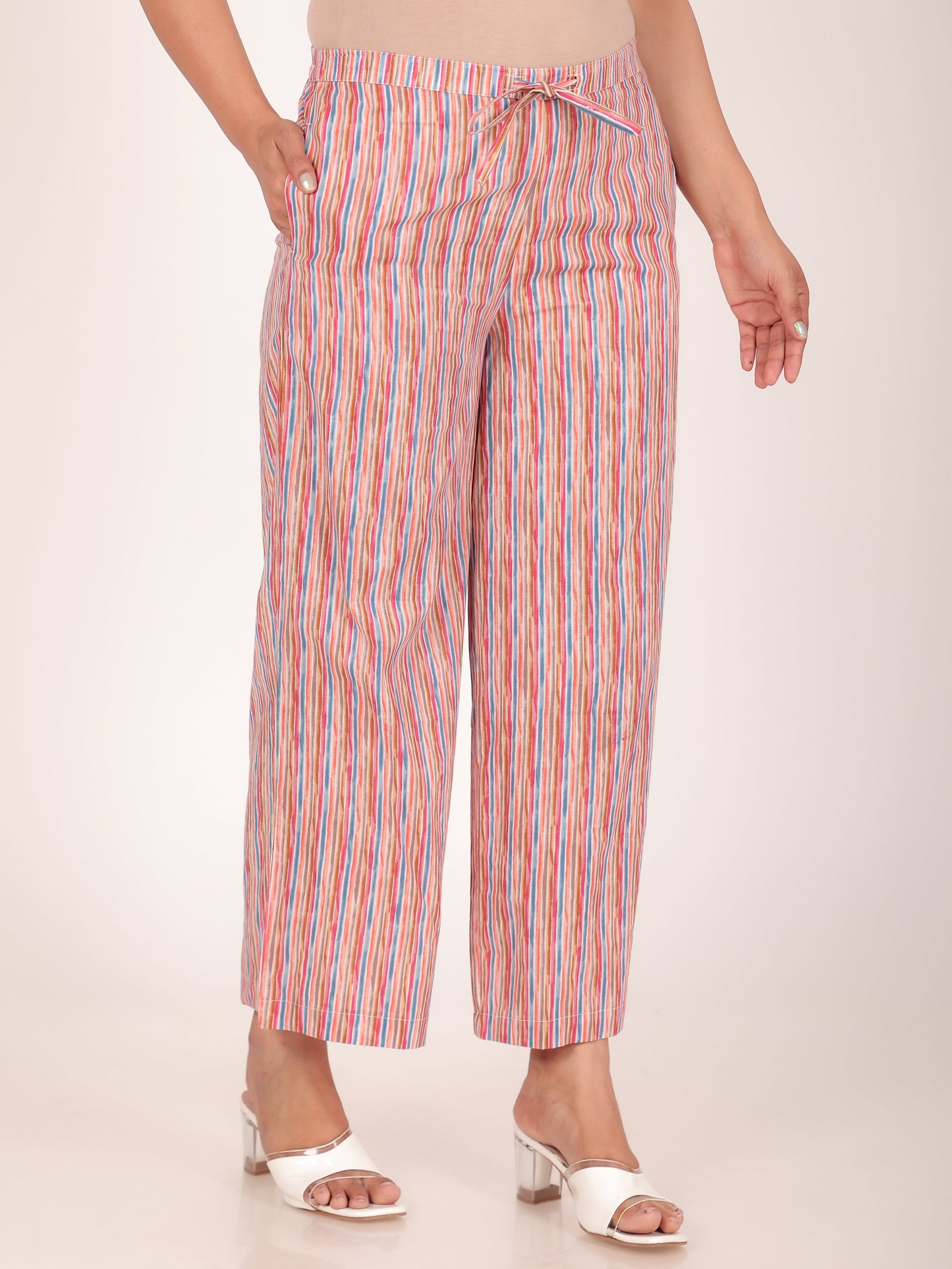 Soft Cotton Striped Palazzo