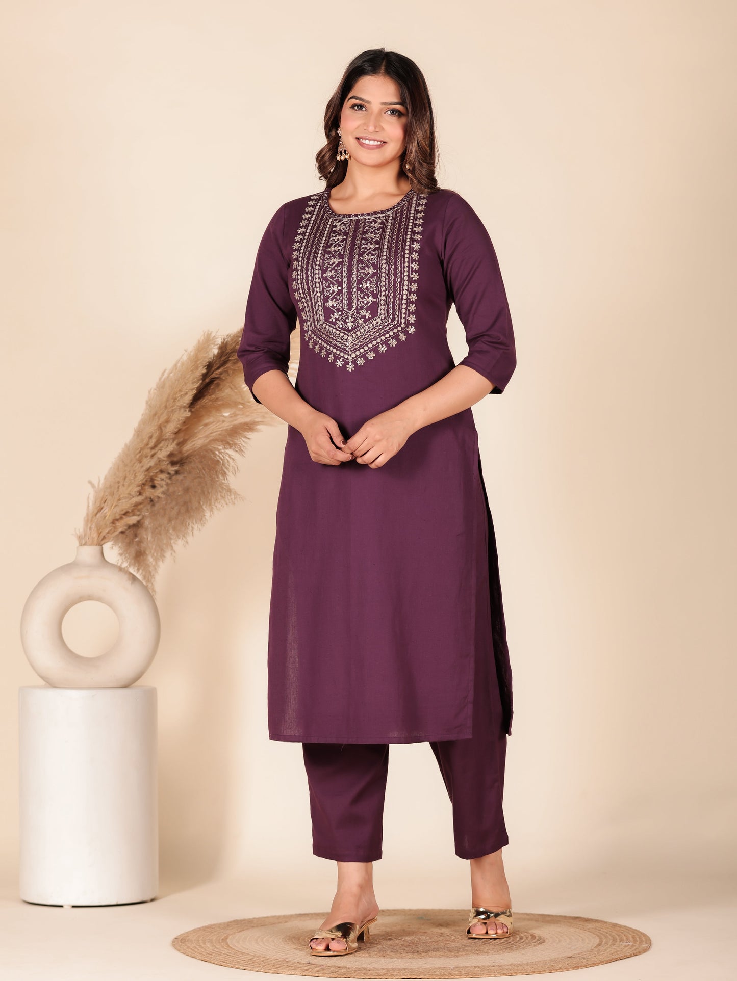 Linen Cotton Solid Kurta