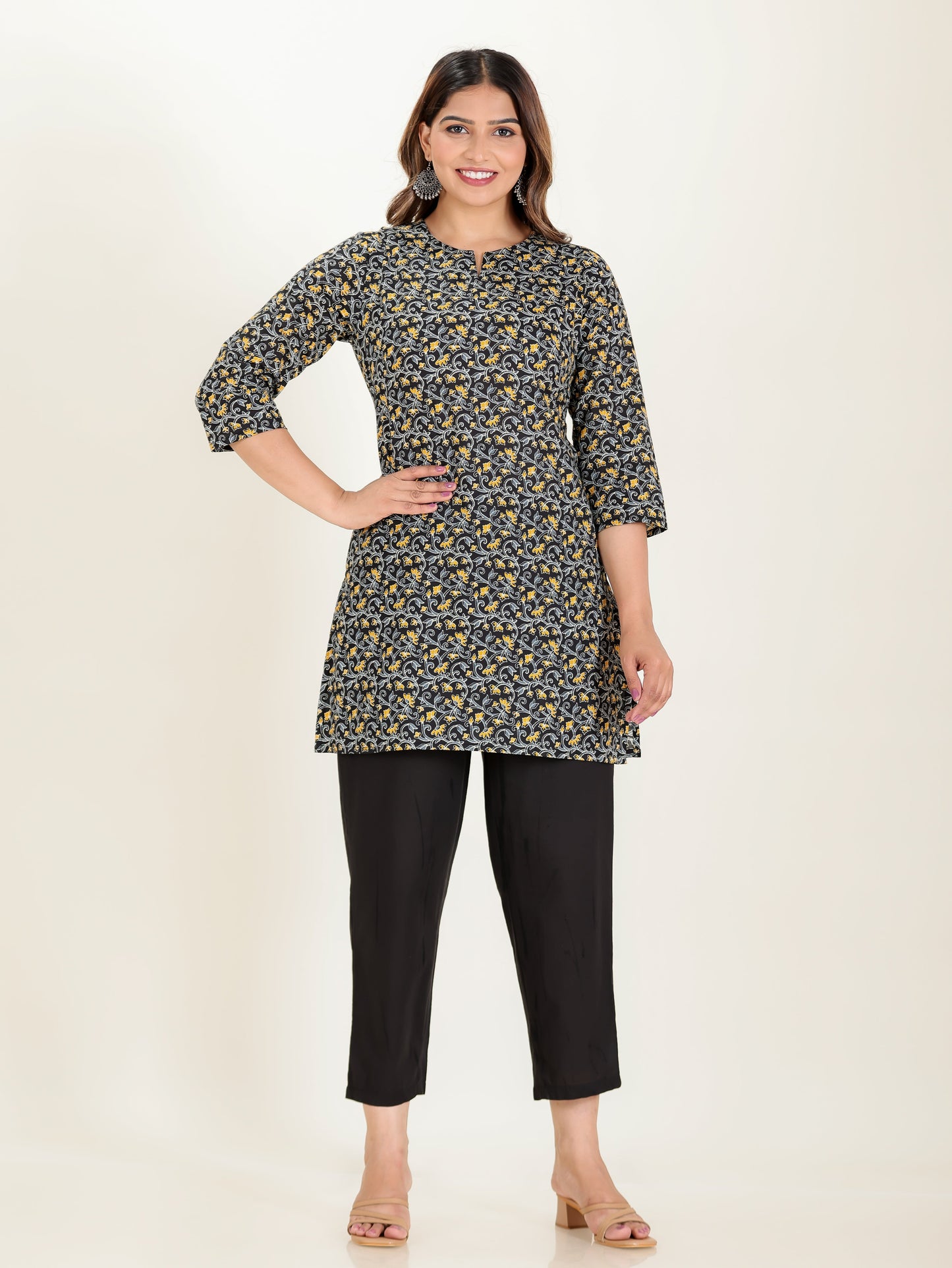 Soft Cotton Floral Straight Multicolor Kurti