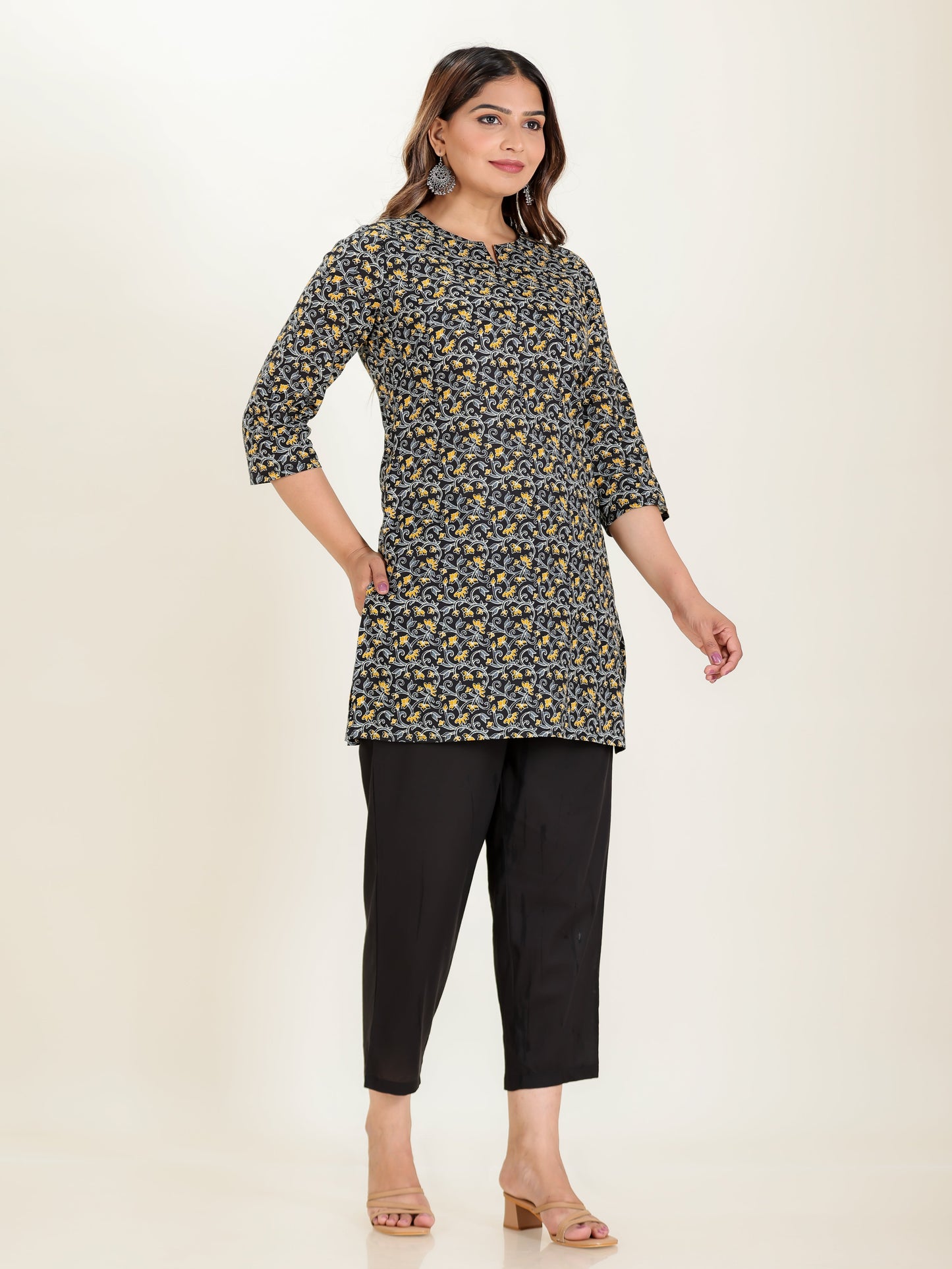 Soft Cotton Floral Straight Multicolor Kurti