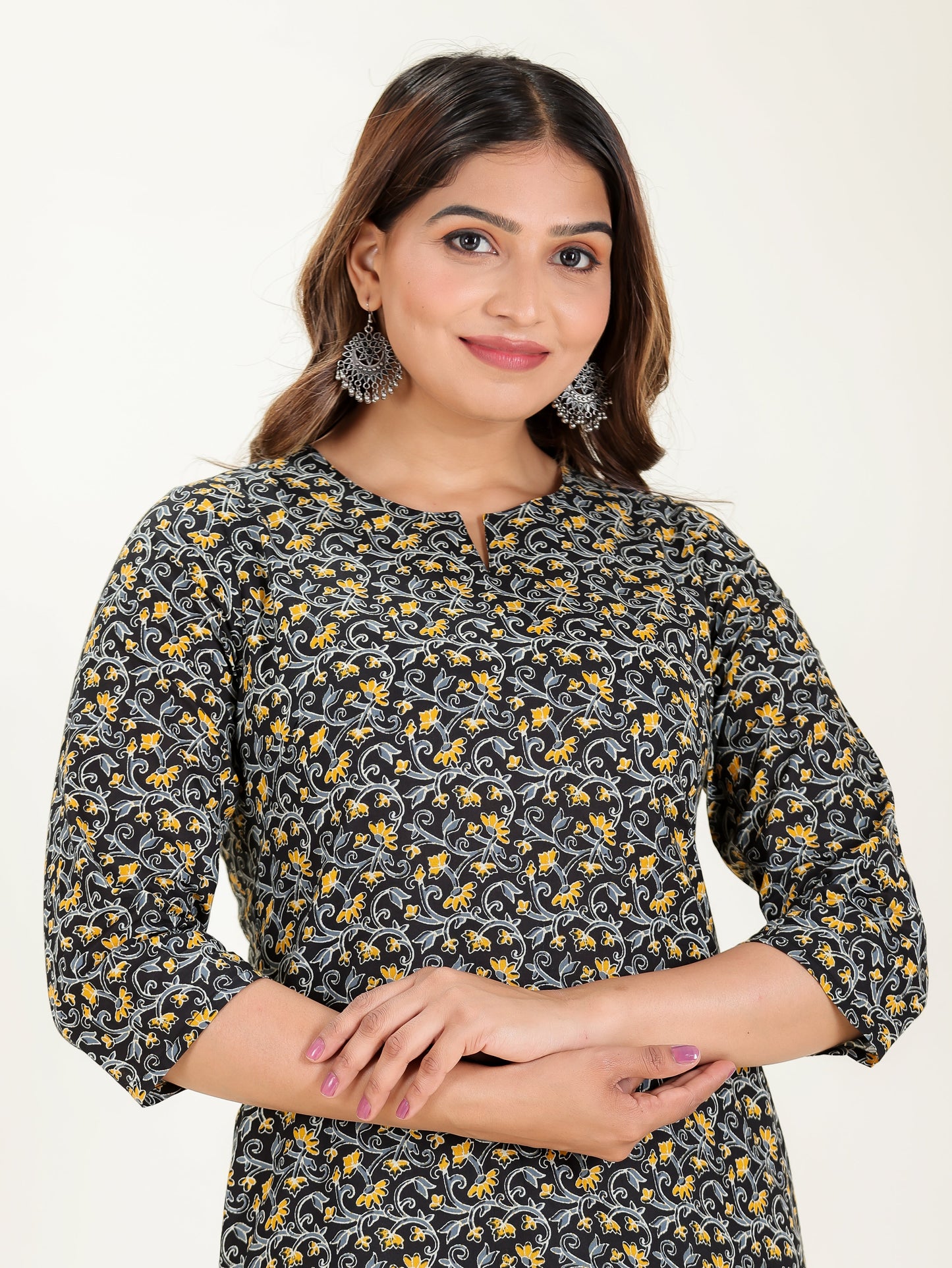 Soft Cotton Floral Straight Multicolor Kurti
