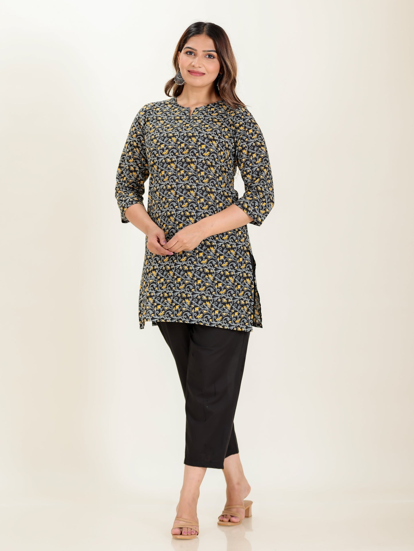 Soft Cotton Floral Straight Multicolor Kurti