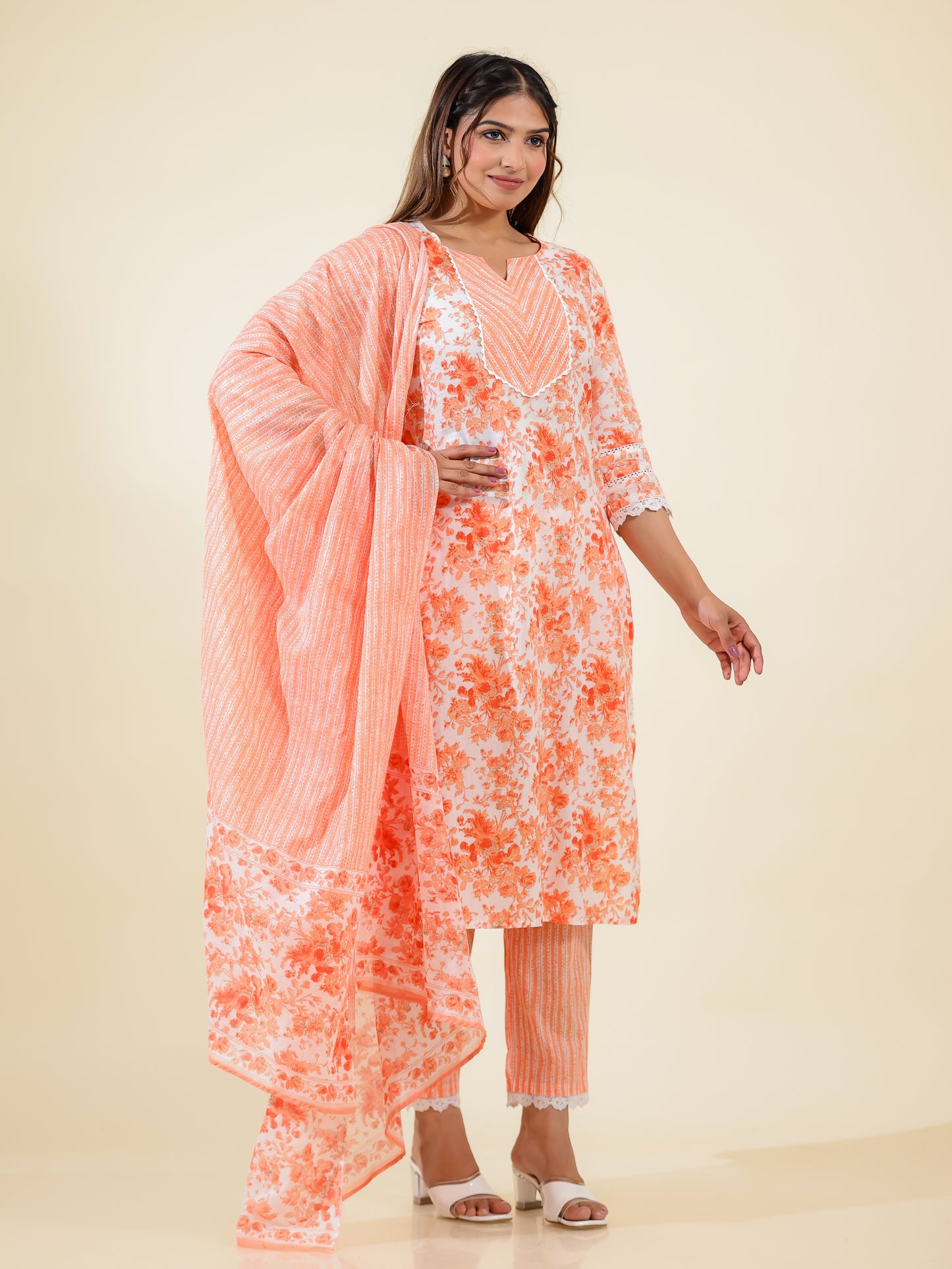 Soft Cotton Floral Kurta