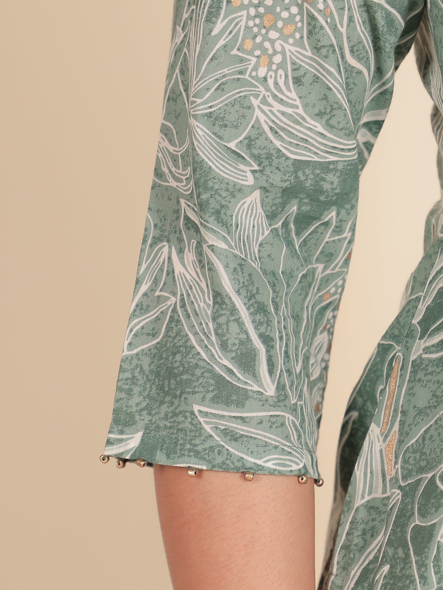 Soft Cotton Floral Straight Green Kurta