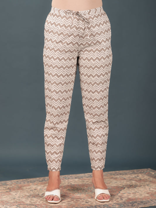 Soft Cotton Chevron Grey Tapered Trousers