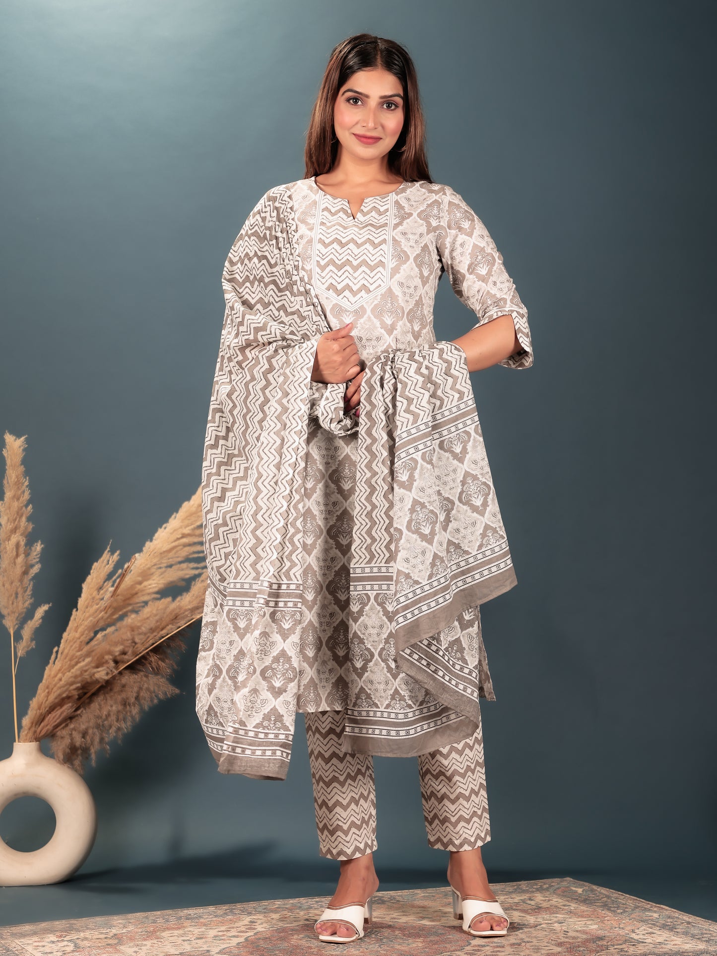 Soft Cotton Geometric Kurta