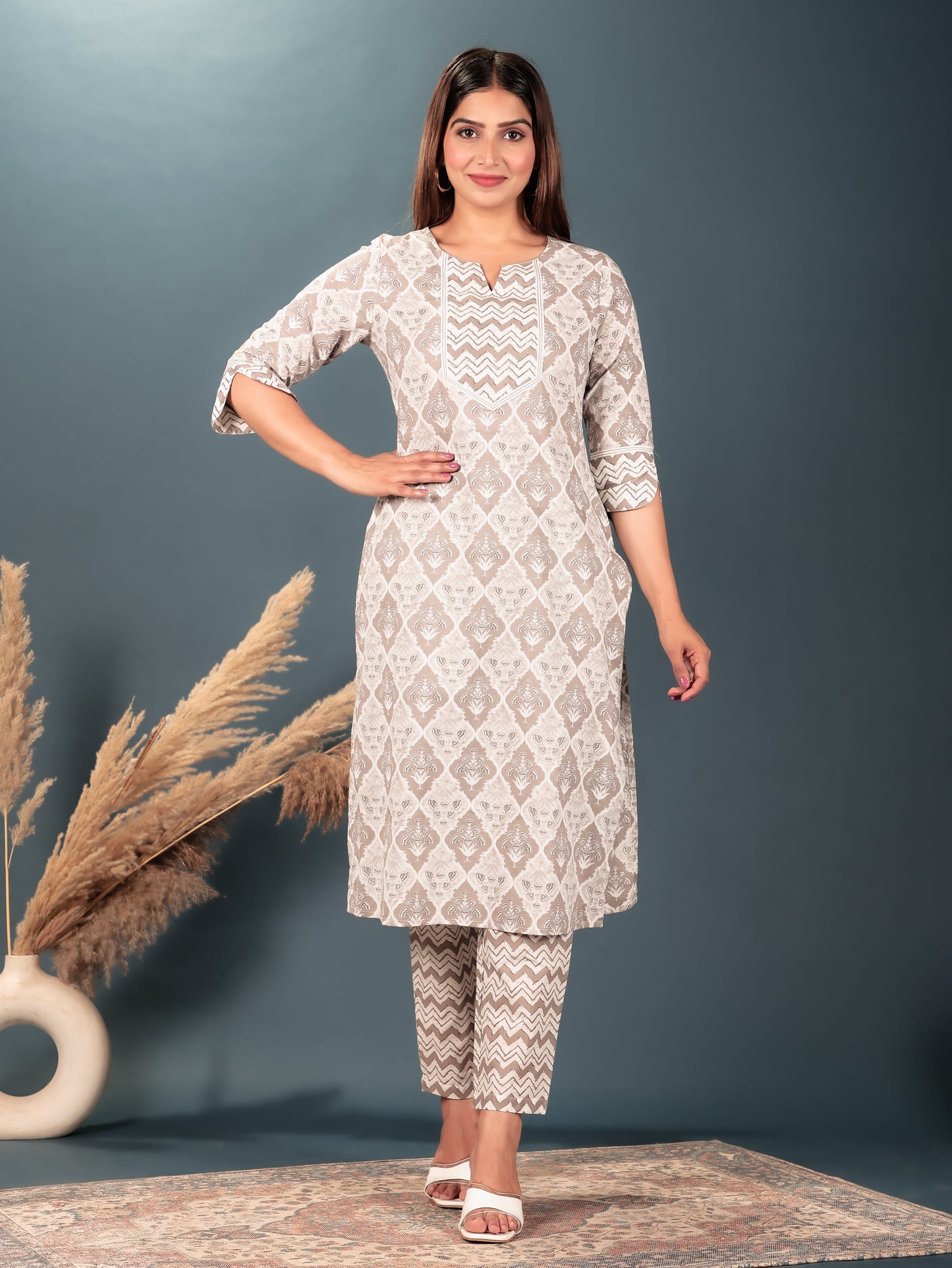 Soft Cotton Geometric Kurta