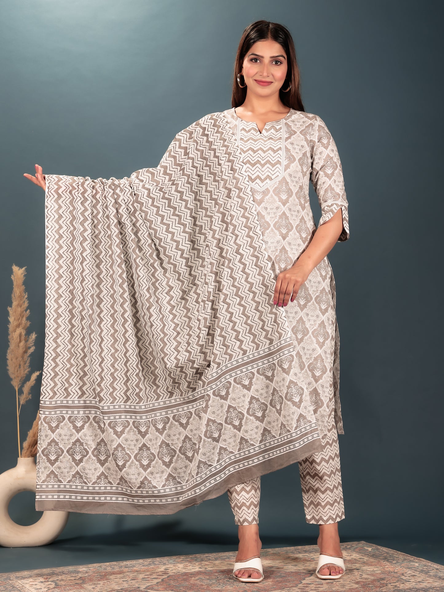 Soft Cotton Geometric Kurta