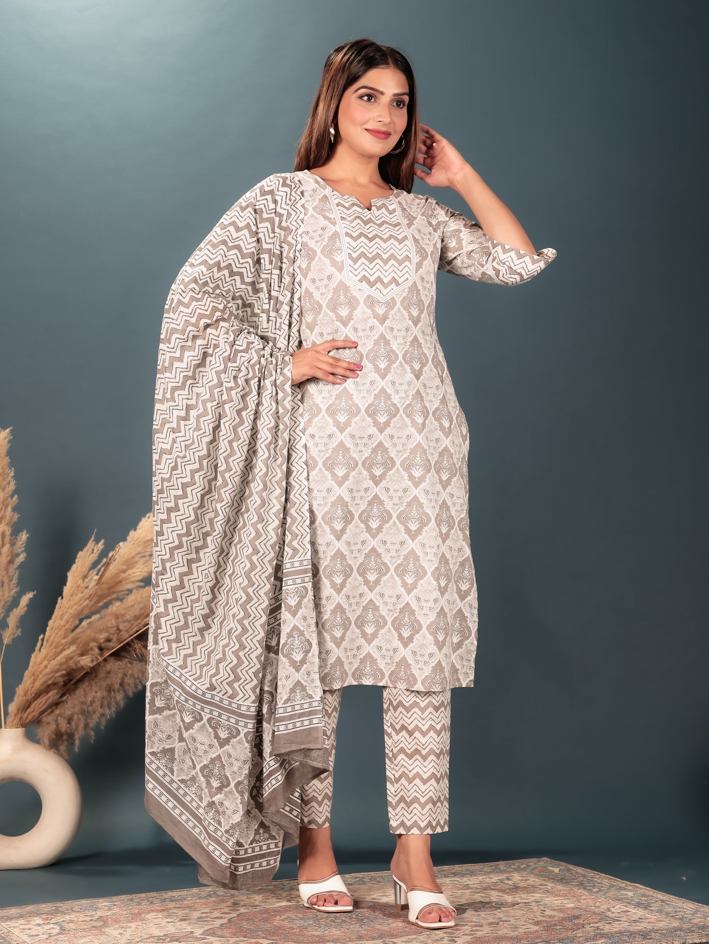 Soft Cotton Geometric Kurta