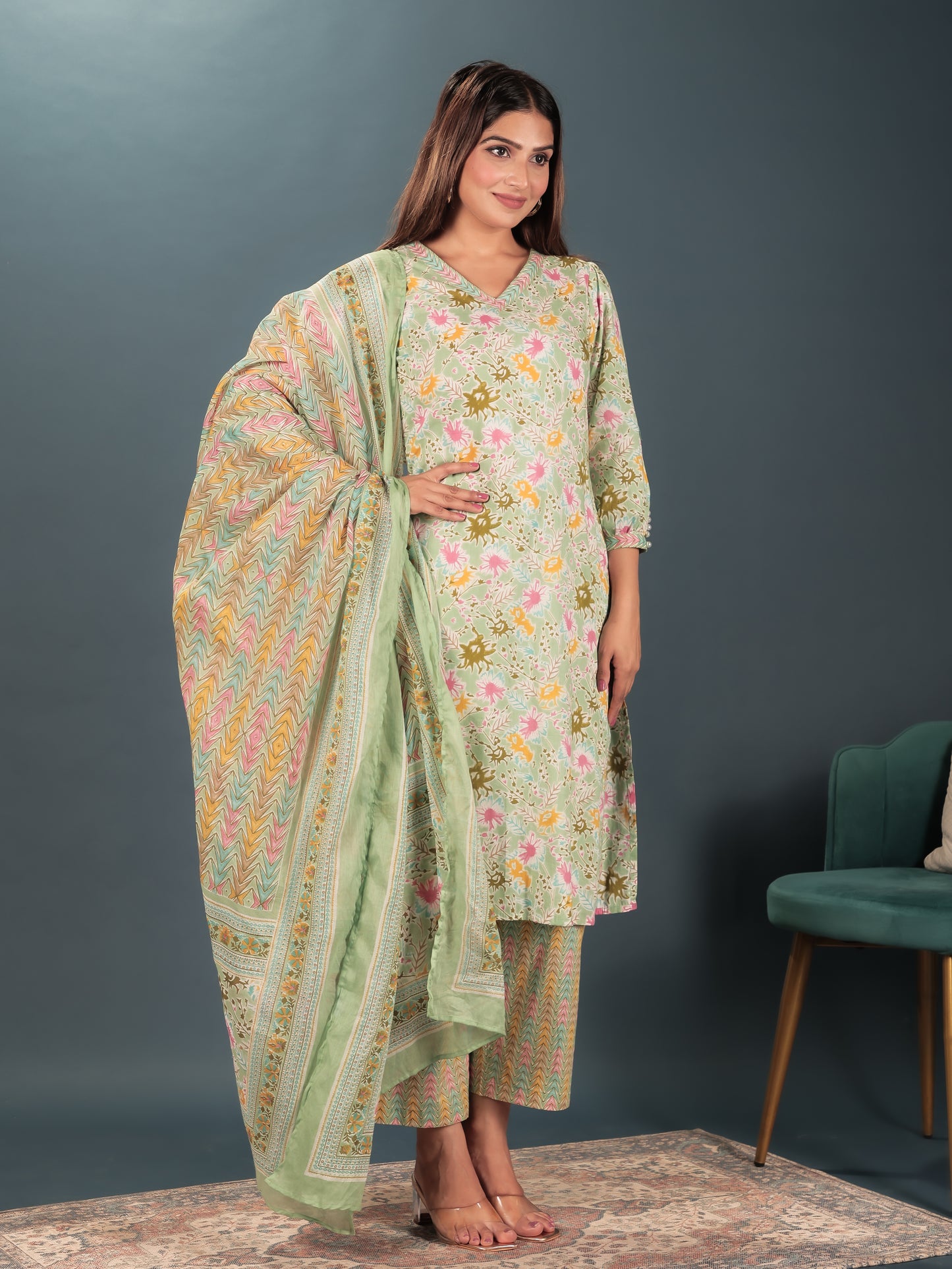 Soft Cotton Floral Kurta