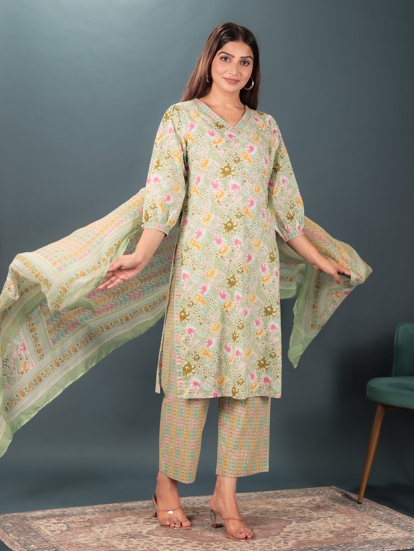 Soft Cotton Floral Kurta