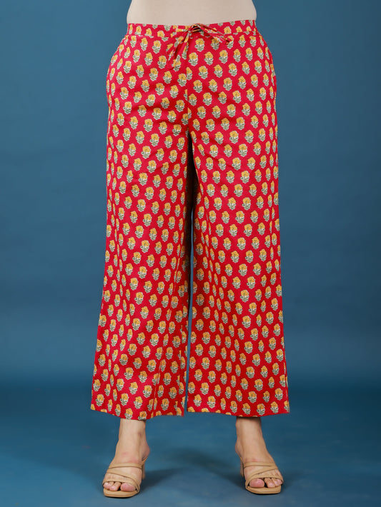 Soft Cotton Floral Red Palazzo