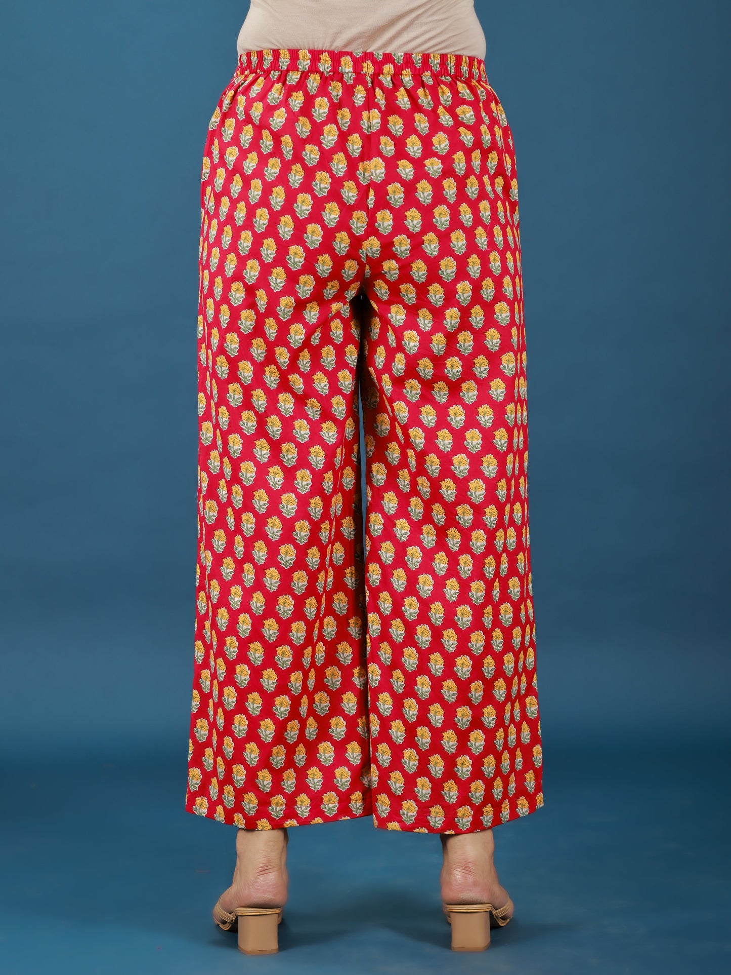 Soft Cotton Floral Red Palazzo