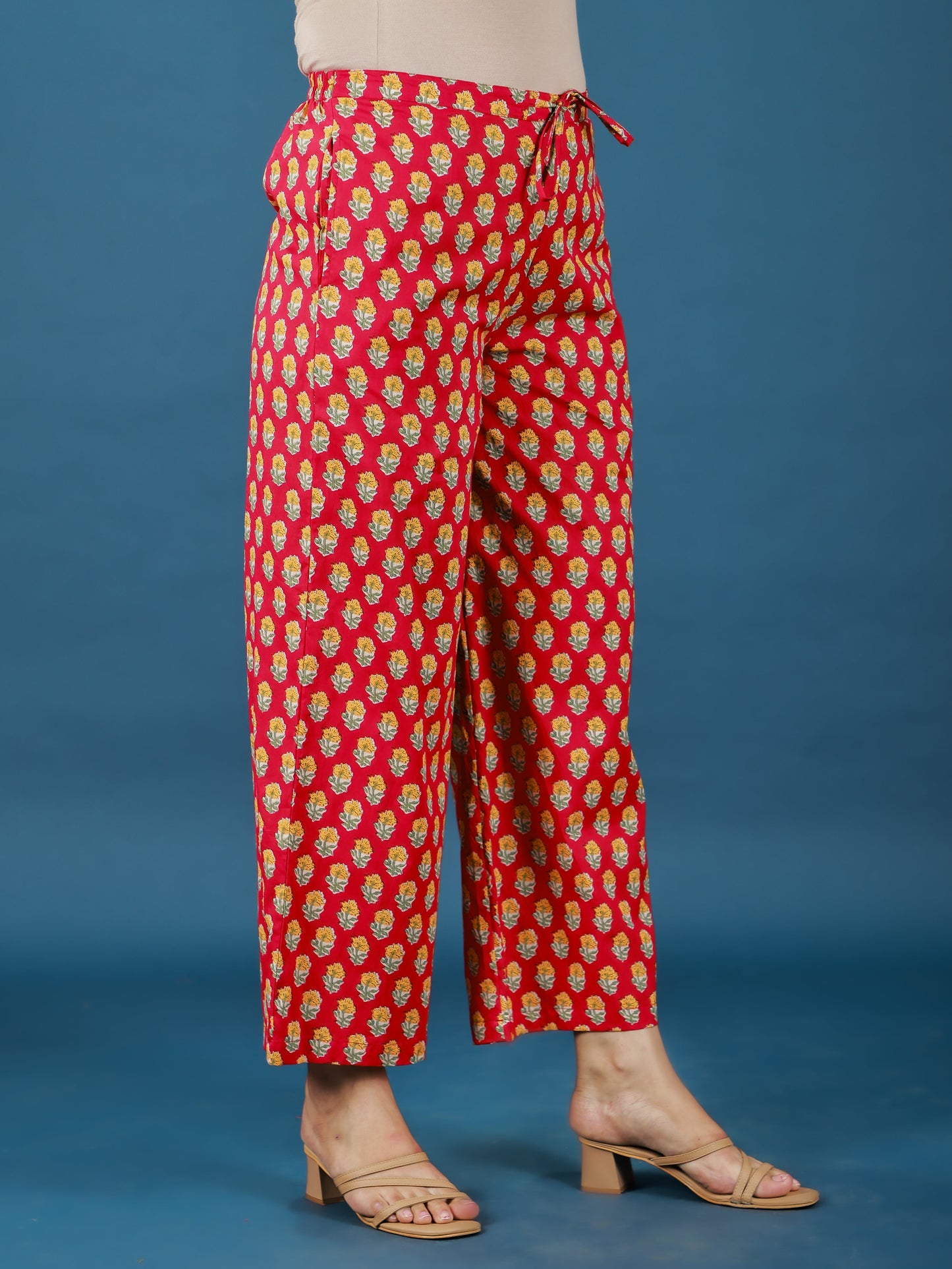 Soft Cotton Floral Anarkali Red Kurta