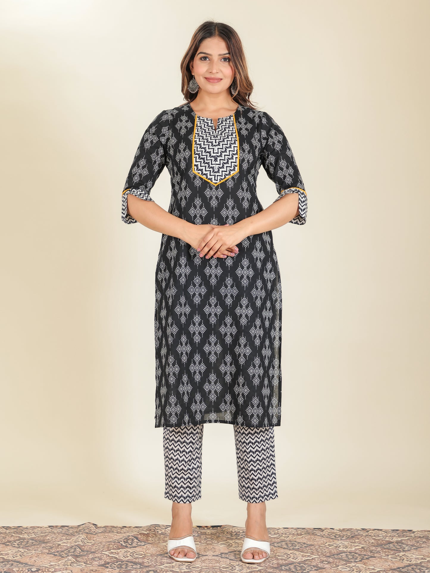 Soft Cotton Geometric Kurta