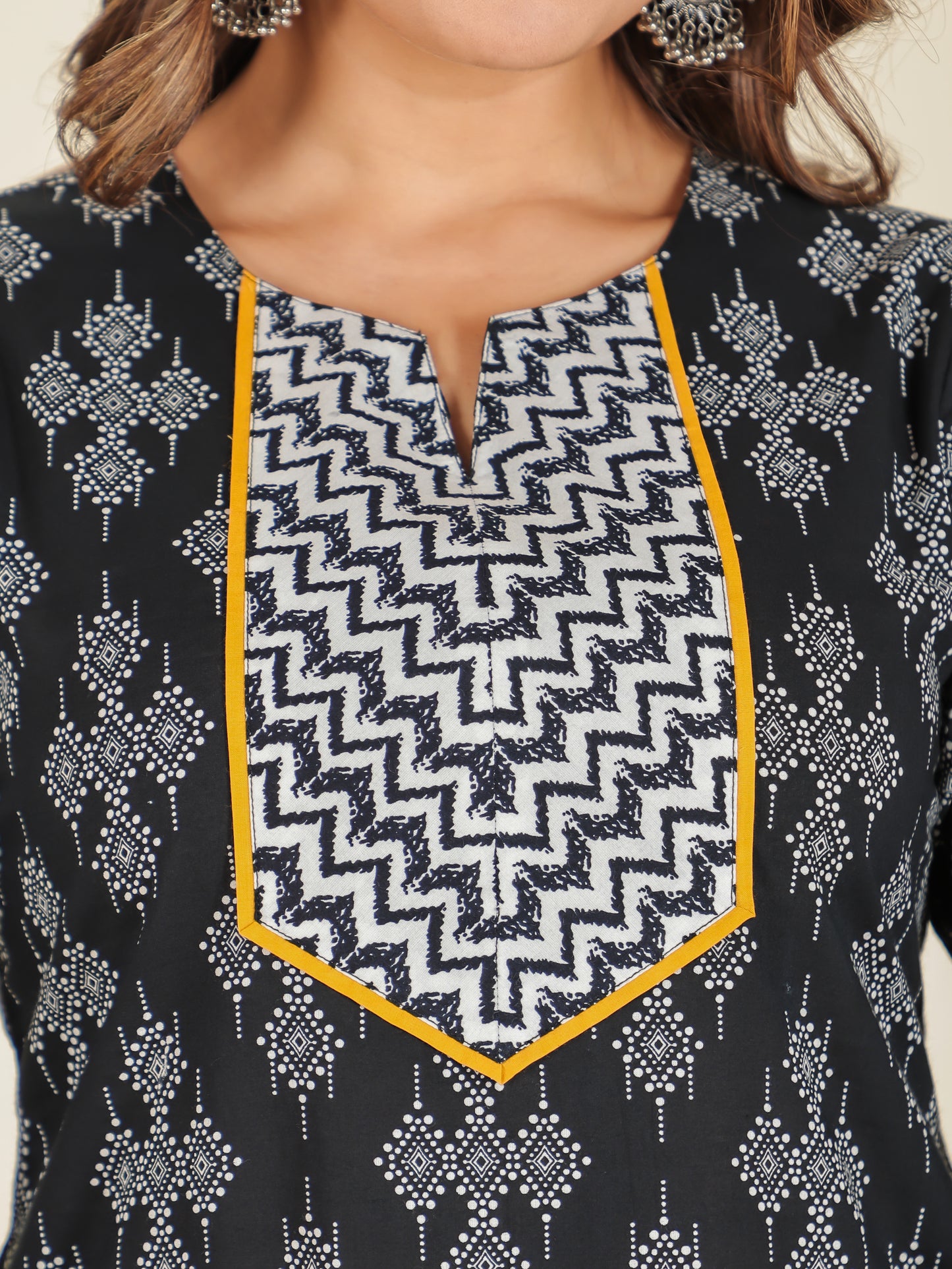 Soft Cotton Geometric Kurta