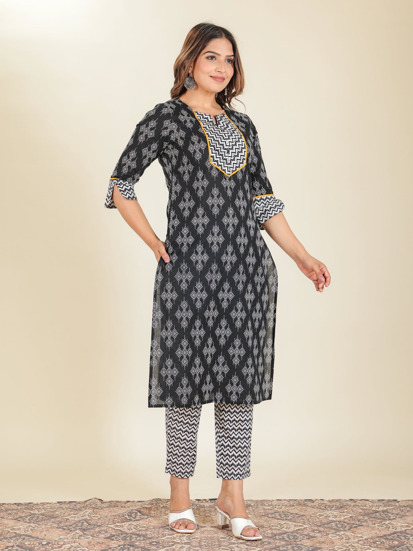 Soft Cotton Geometric Kurta