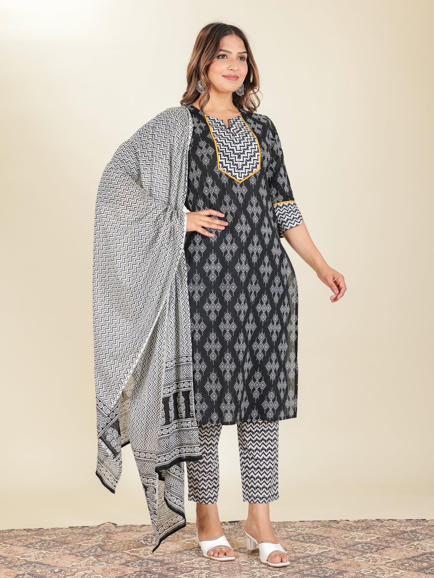 Soft Cotton Geometric Kurta