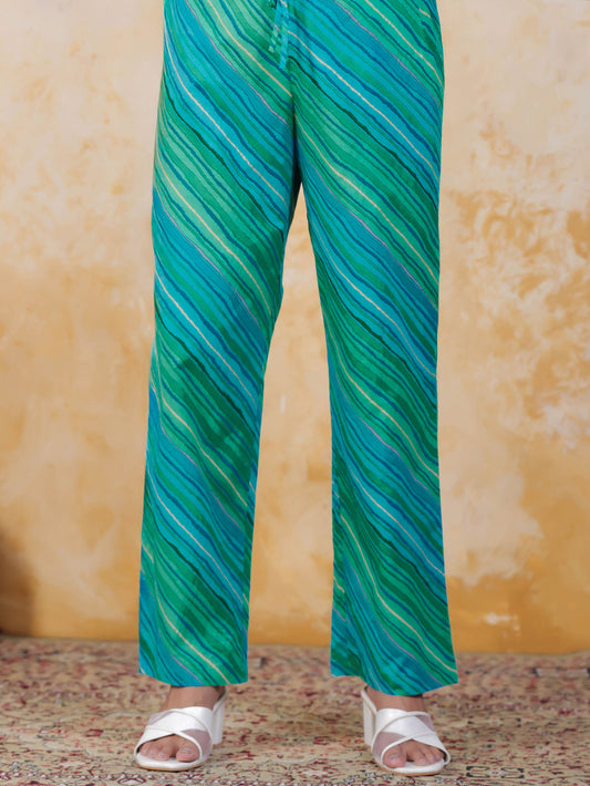 Soft Cotton Leheriya Blue Straight Trousers