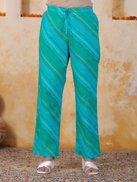 Soft Cotton Leheriya Blue Straight Trousers