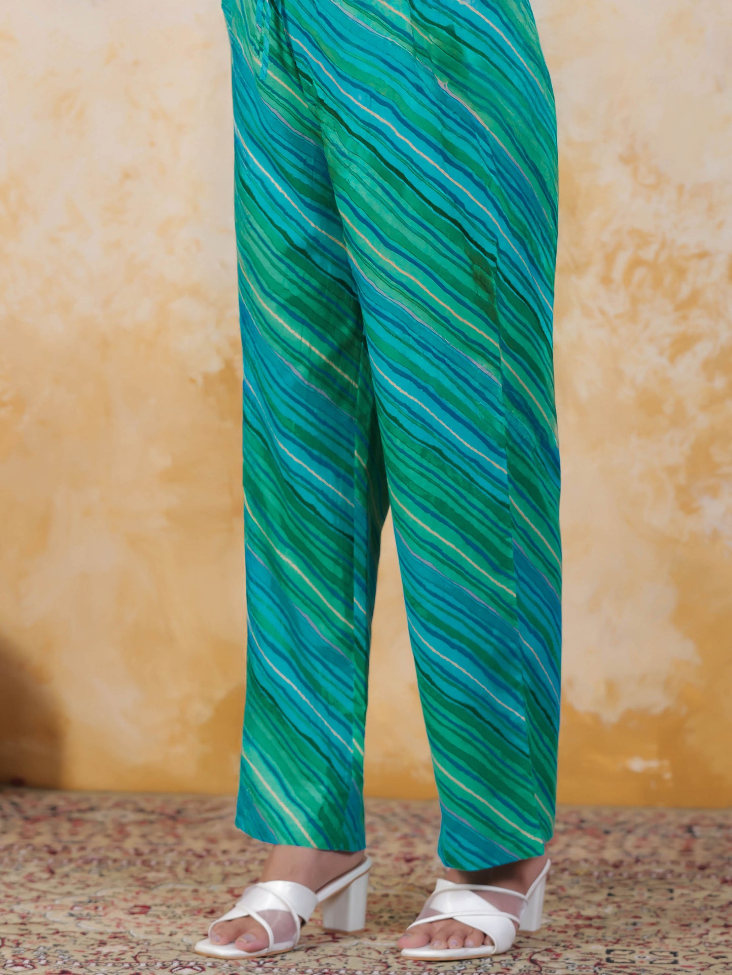 Soft Cotton Leheriya Blue Straight Trousers
